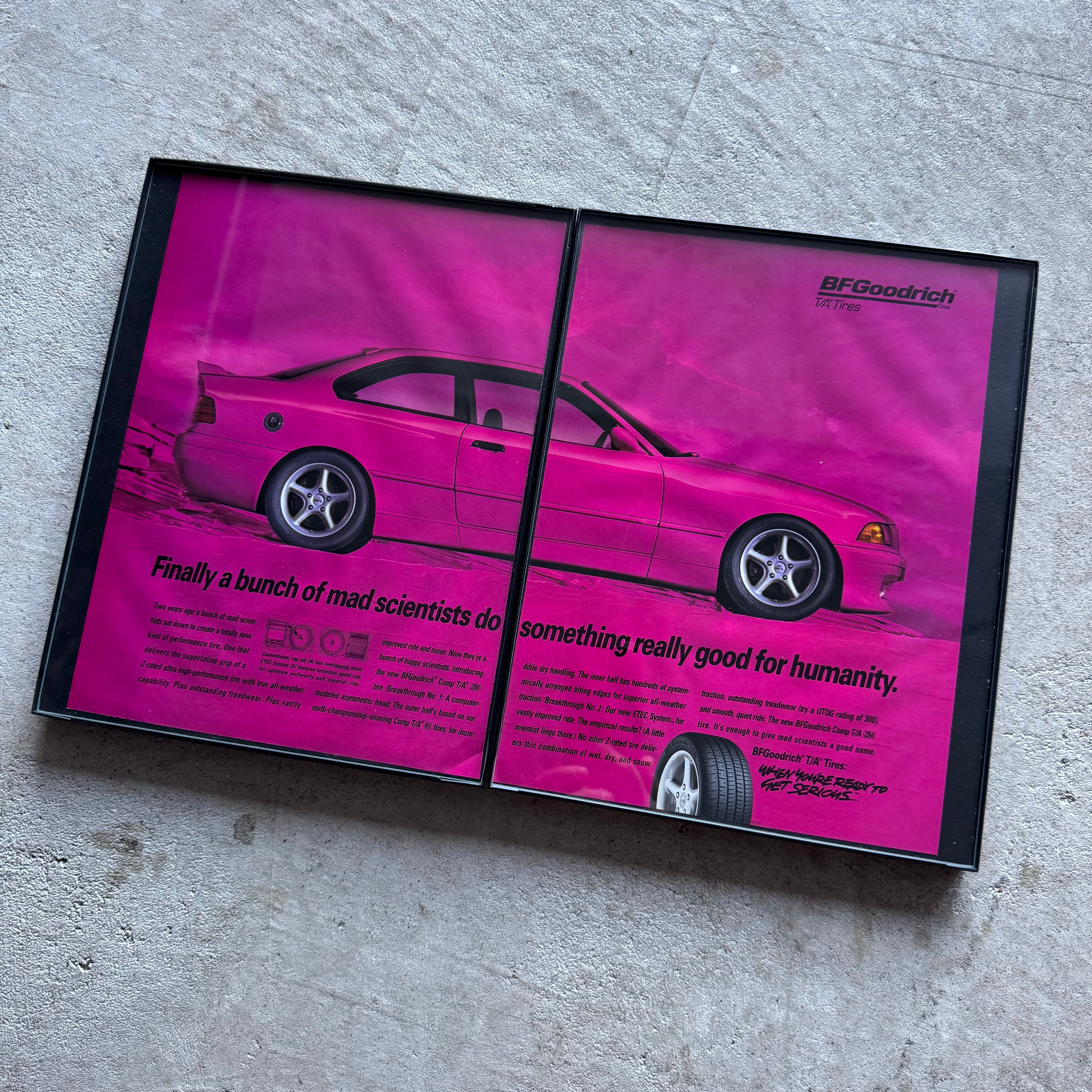 1994 BF Goodrich BMW E36 Pink Framed Advertisement