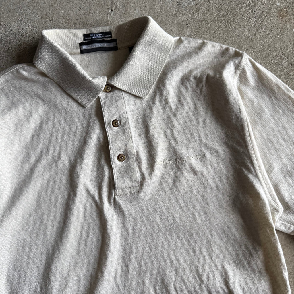 90s Porsche Selection Beige Embroidered Polo Shirt (M)