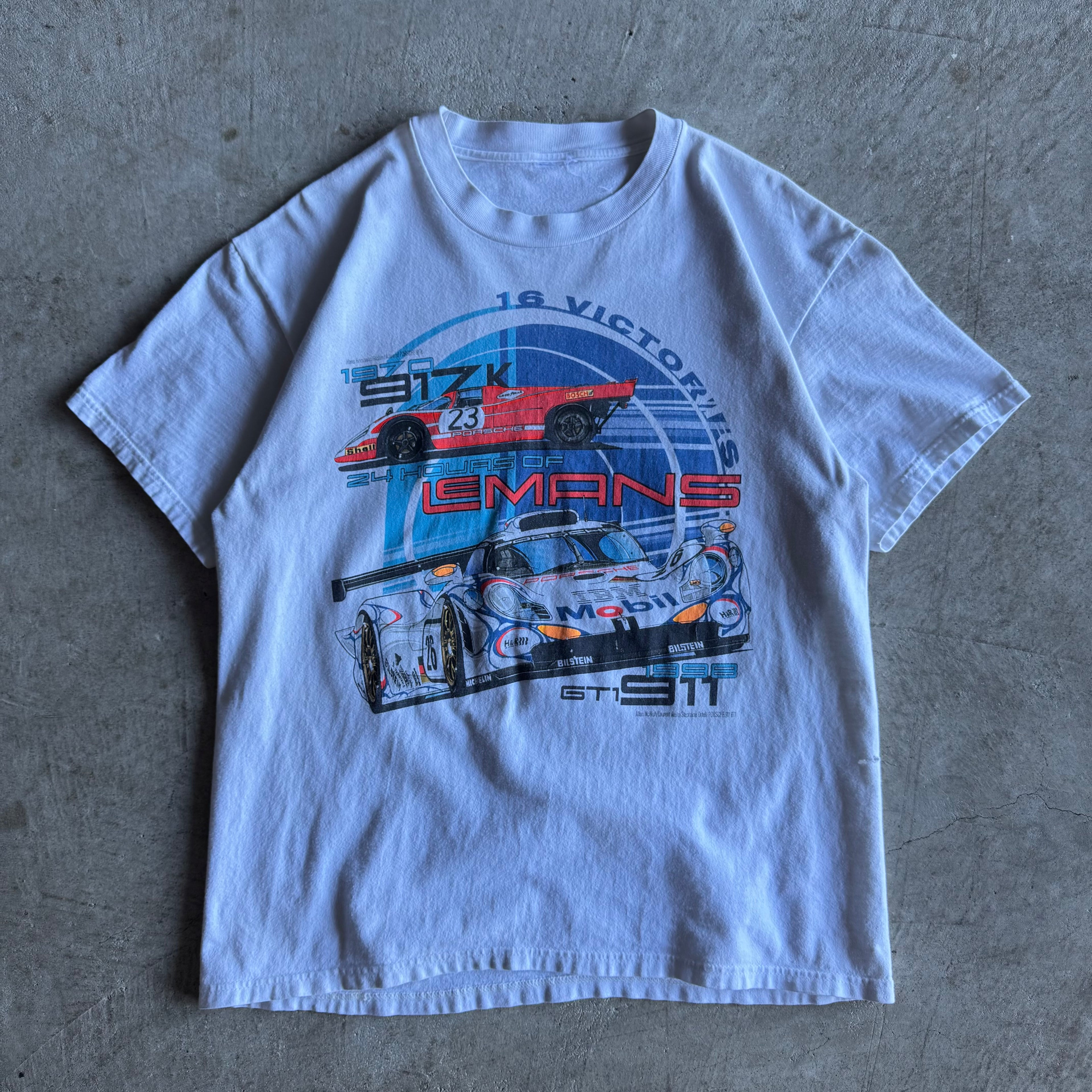 90s Porsche 917 911 GT1 Le Mans Victories White T Shirt (L)