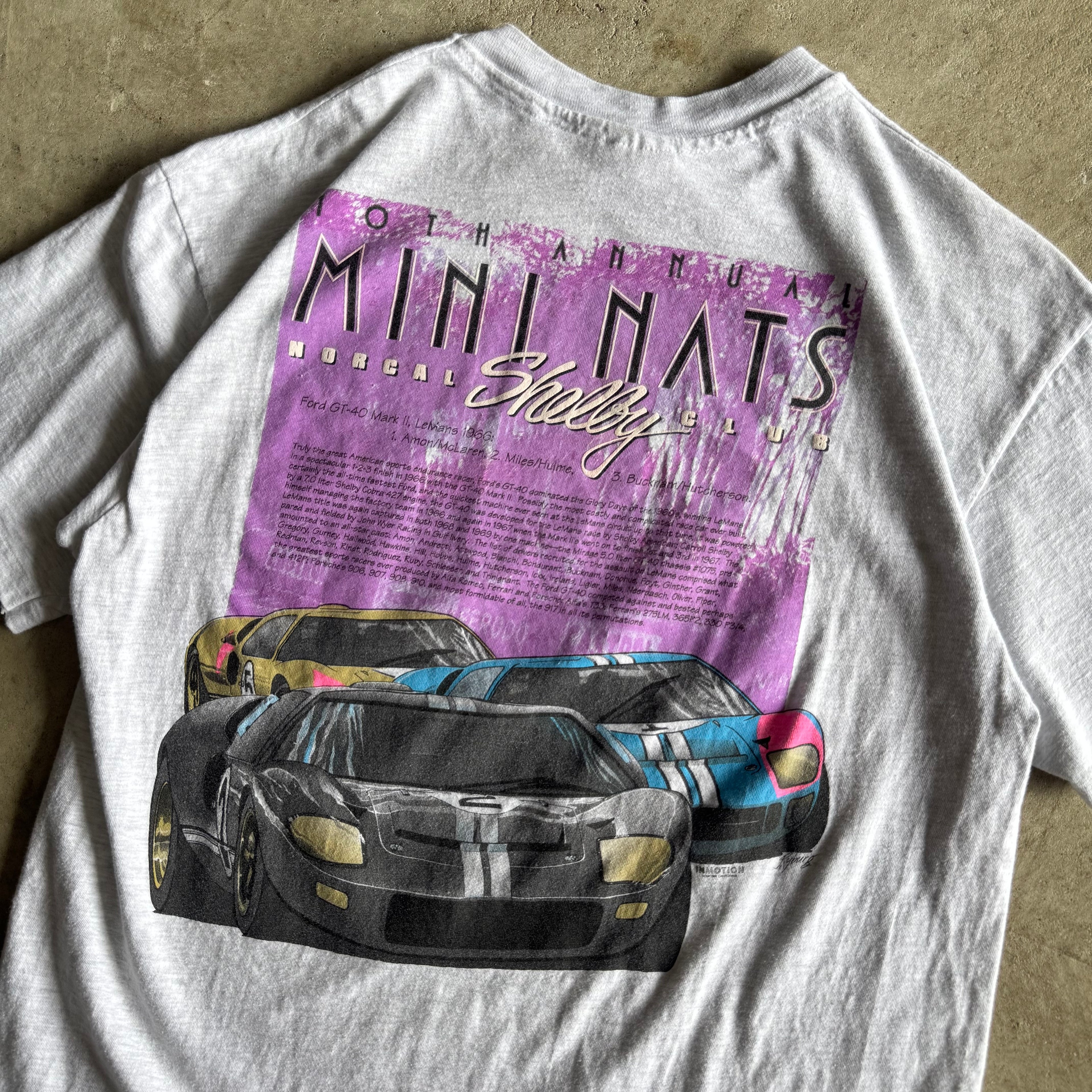 Vintage 90s 1993 Mini Nats July 4th Laguna Seca Grey T Shirt Size Large