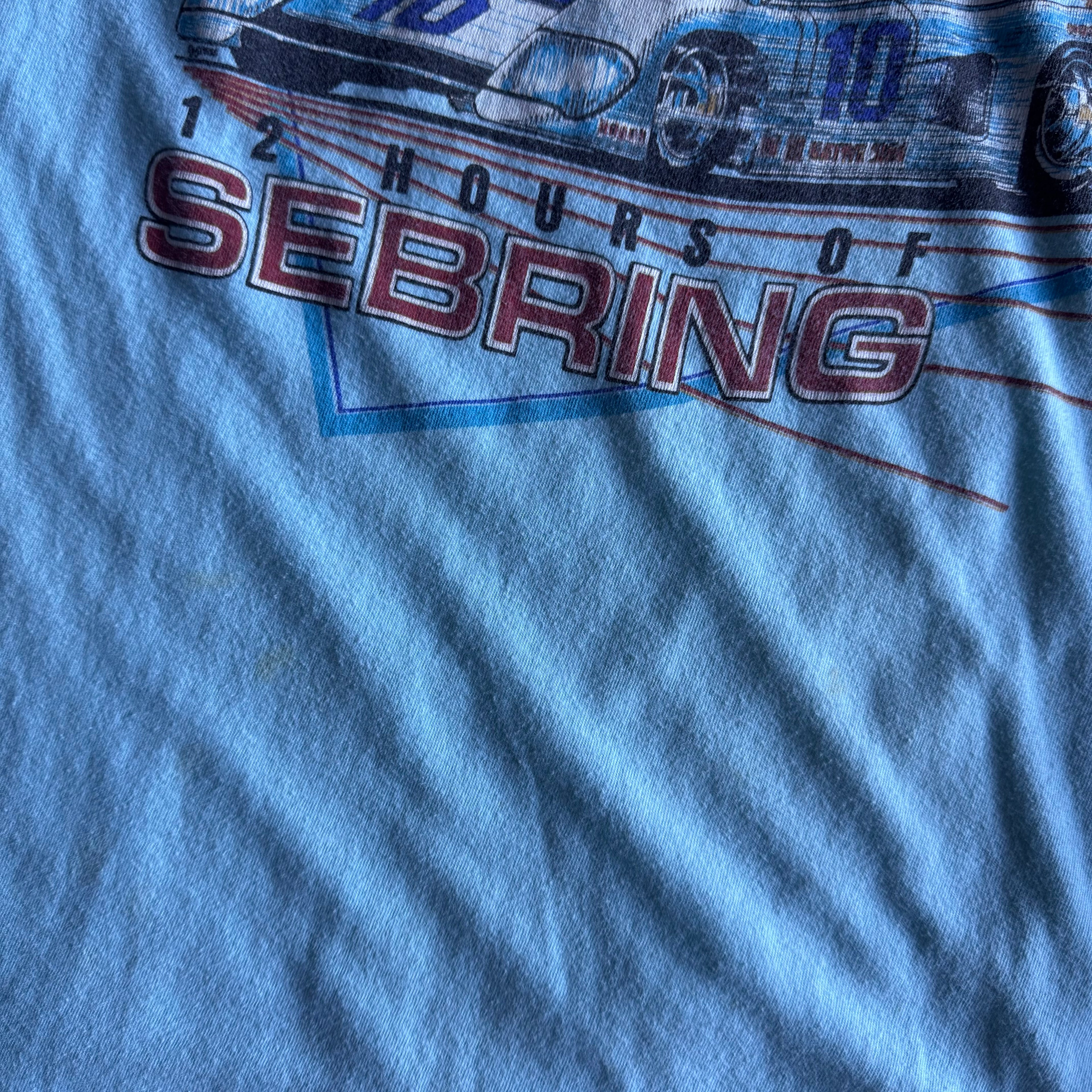 Vintage 80s 1985 Coca-Cola Classic 12 hours Sebring Blue Shirt Size Large