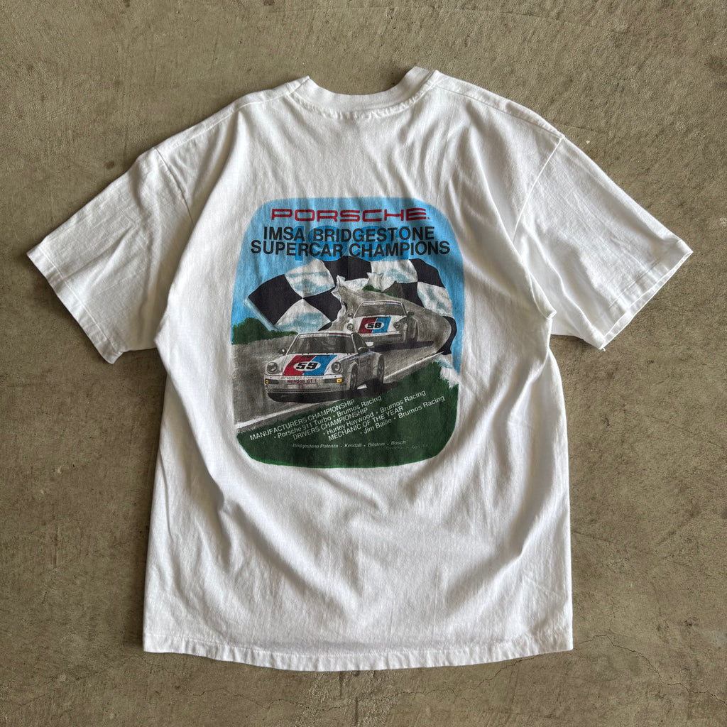 90s Porsche Motorsport Brumos IMSA Champions White T Shirt (L)