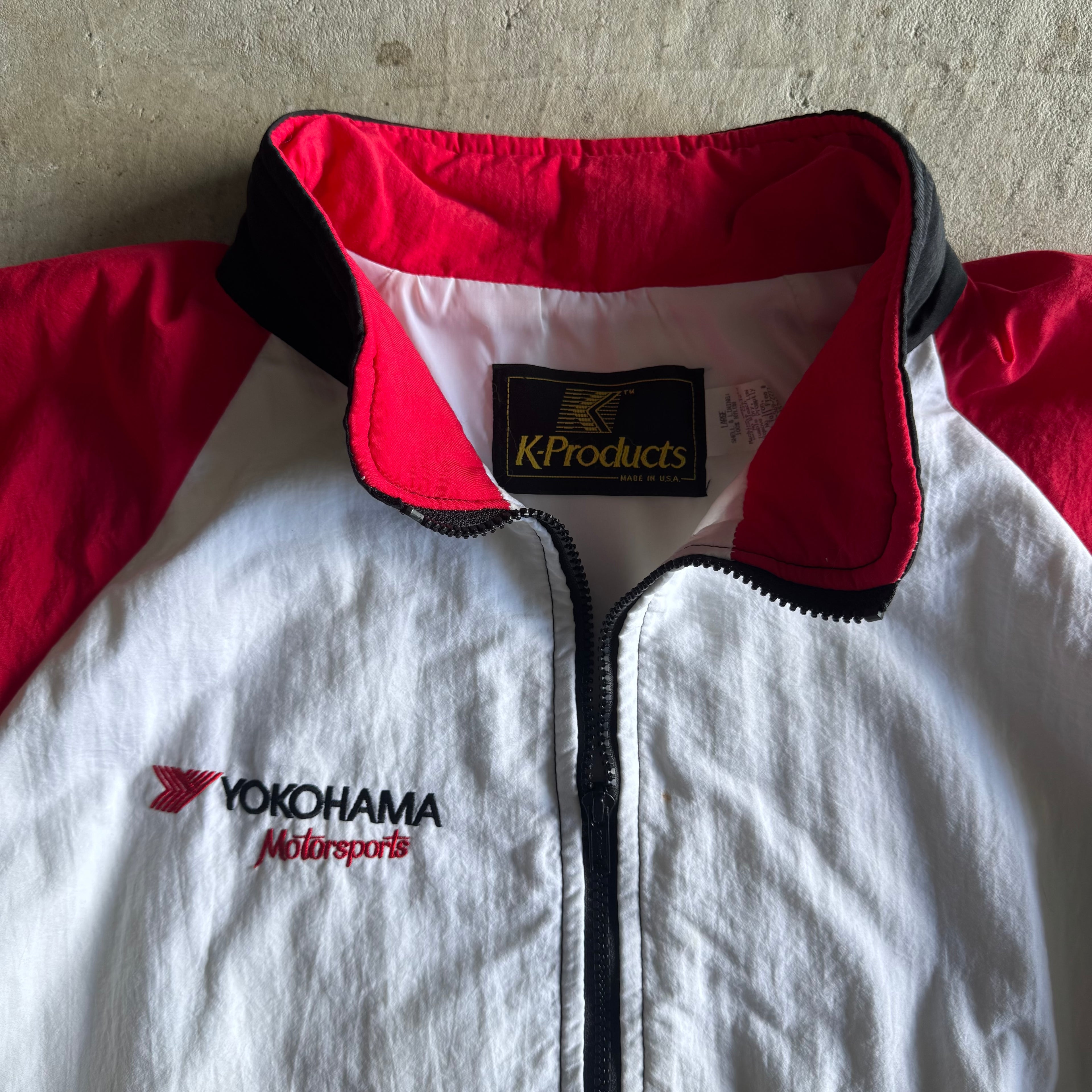 Vintage 90s Yokohama Motorsports Racing Checkered Jacket Size Large