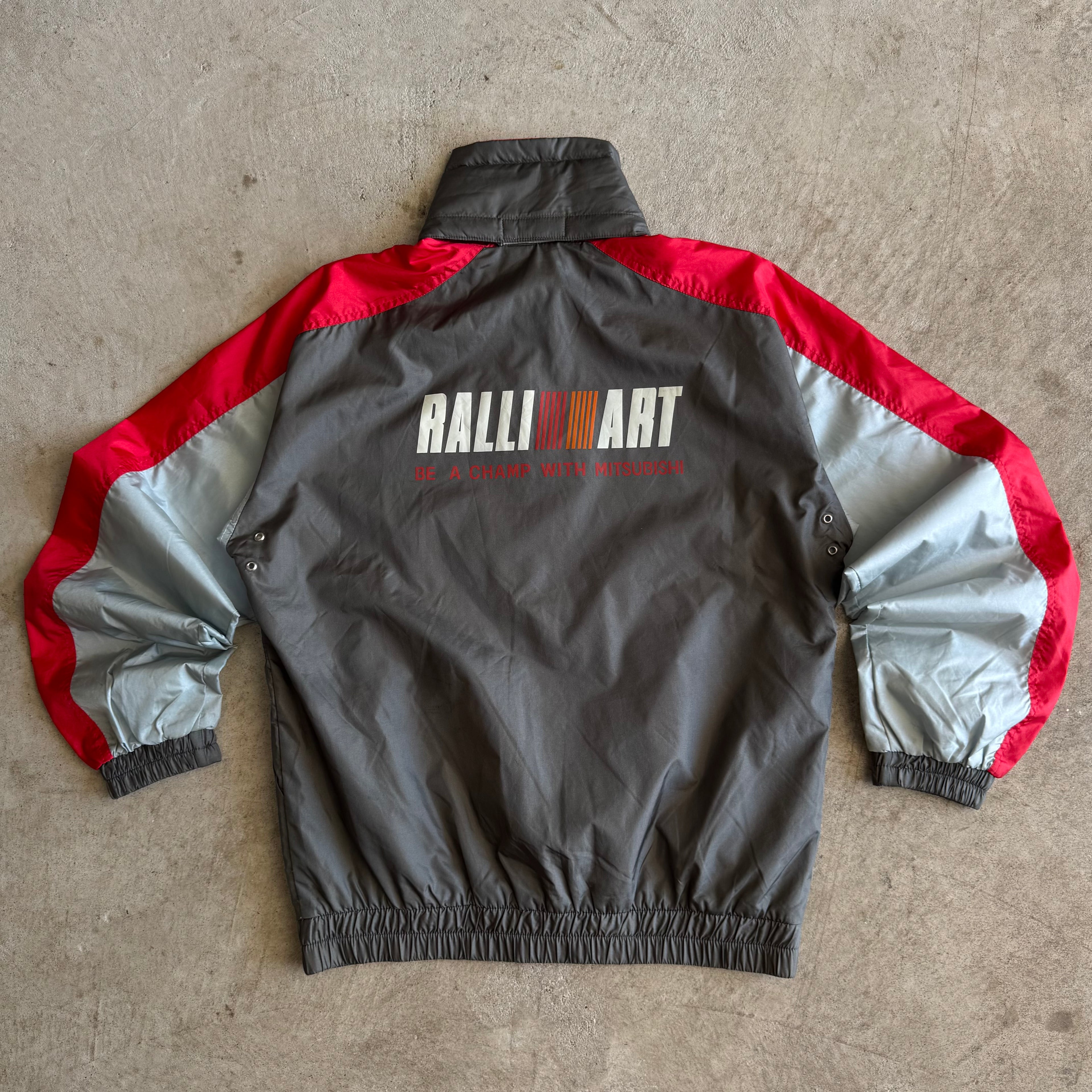 90s Mitsubishi Ralliart Rally Racing Grey Red Jacket (L)