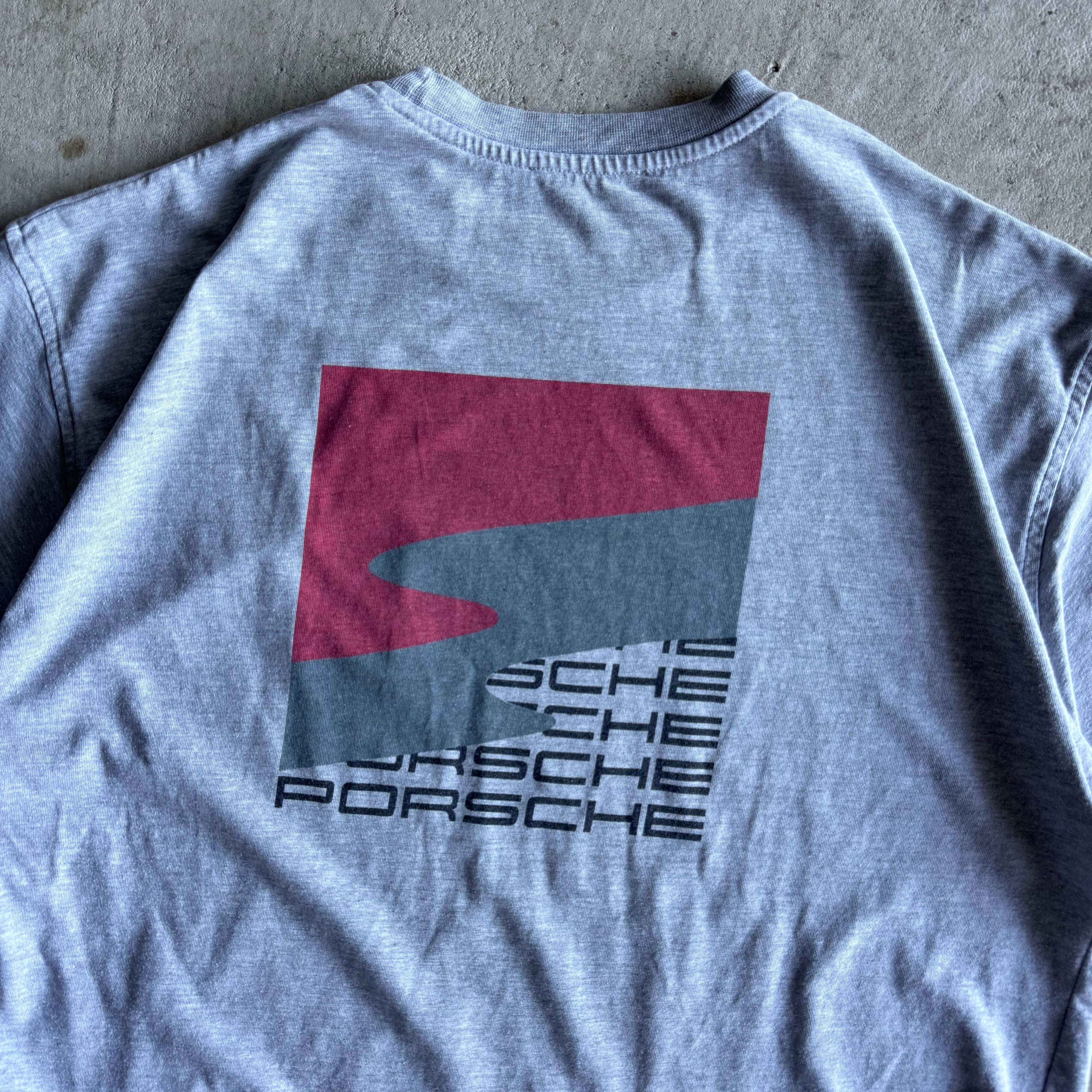 1995 Porsche Selection Motorsport Script Wave Grey T Shirt (XL)