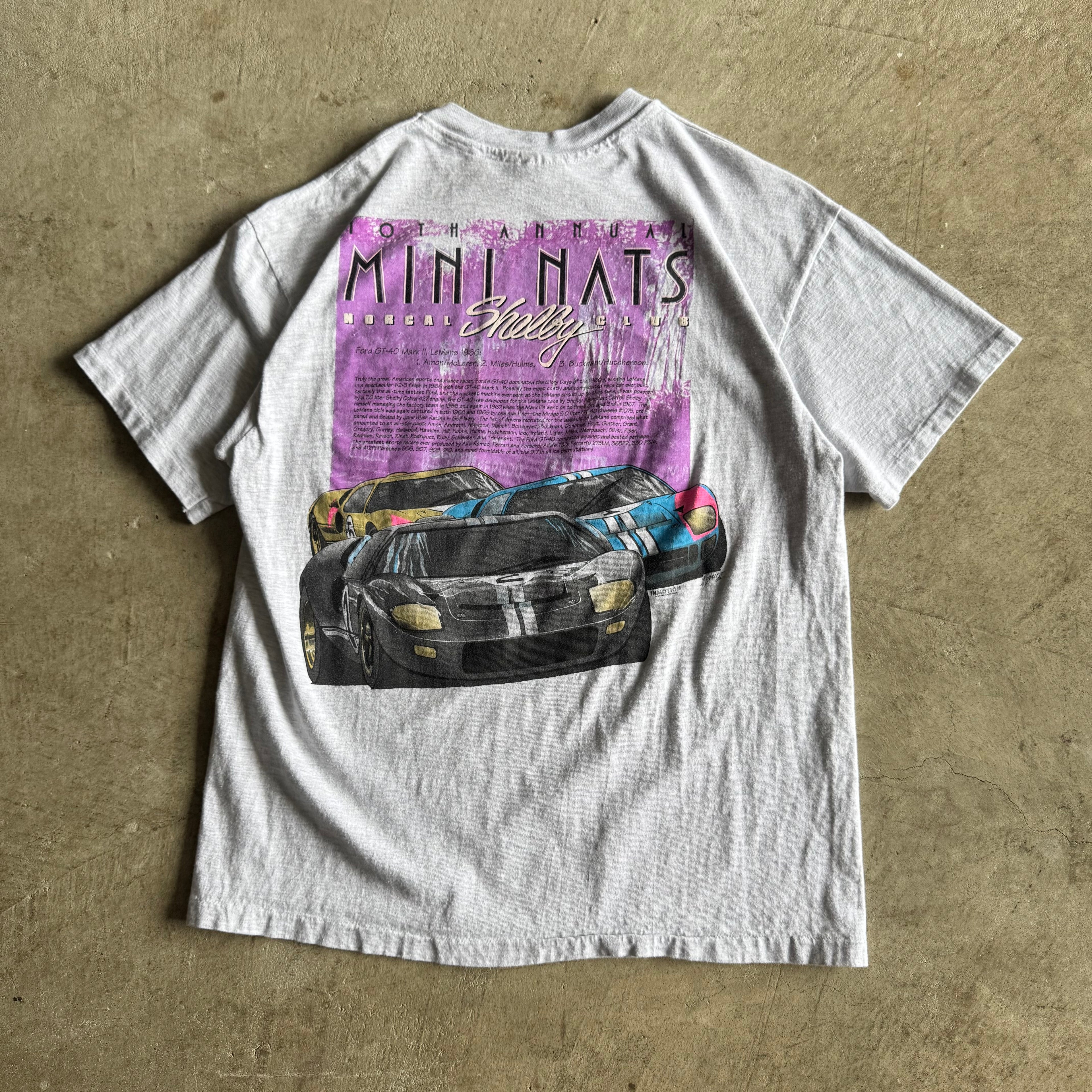 Vintage 90s 1993 Mini Nats July 4th Laguna Seca Grey T Shirt Size Large