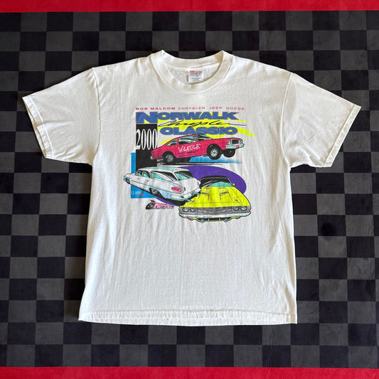 Vintage 2000 Norwalk Raceway Chrysler Classic Mopar White T Shirt Large
