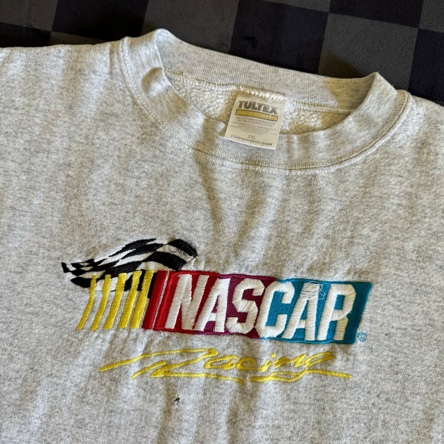 NASCAR Racing Embroidered Gray Pullover Sweater 2XL