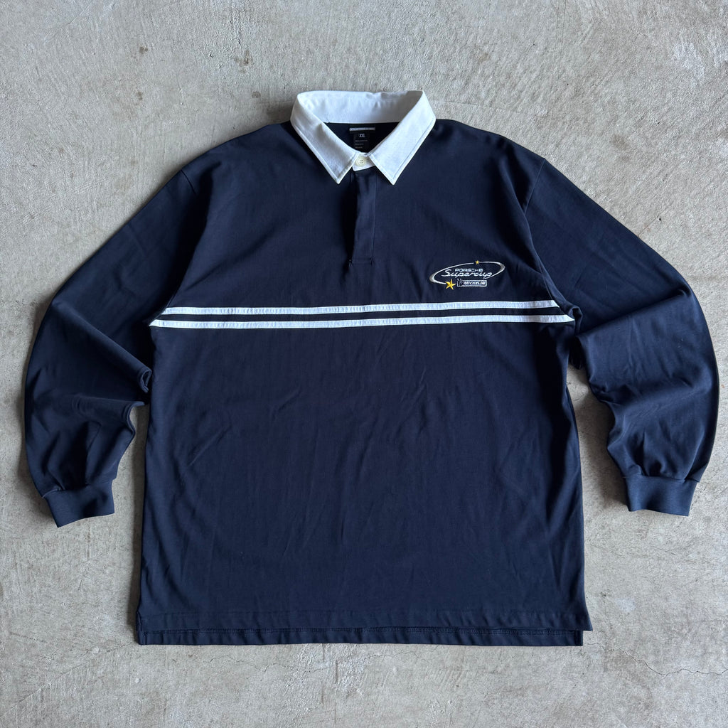 2000s Porsche Selection Supercup Striped Navy Rugby Polo Shirt (XXL)