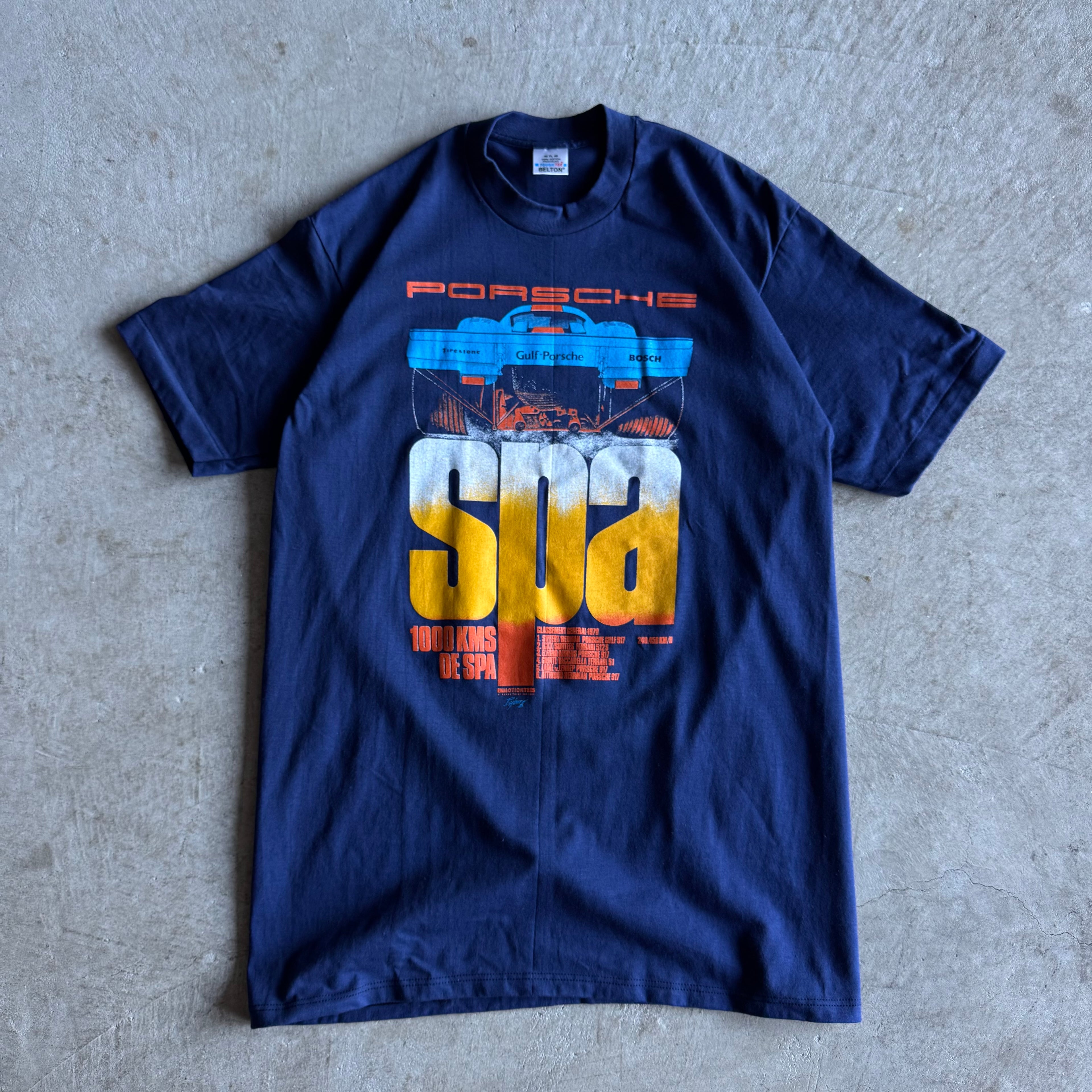 80s Porsche 1000kms de Spa Navy T Shirt (XL)