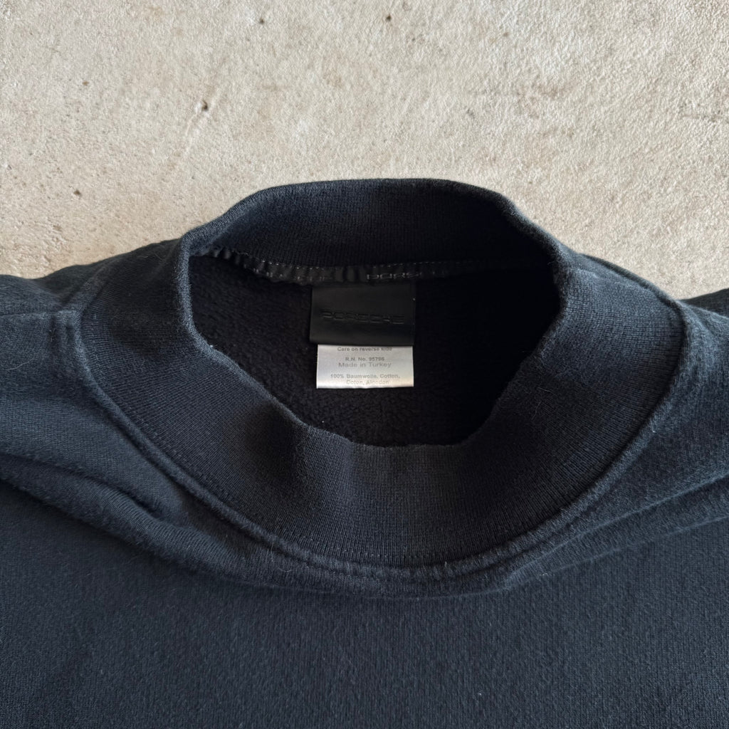 90s Porsche Selection Embroidered Black Tonal Crewneck Sweater (L)