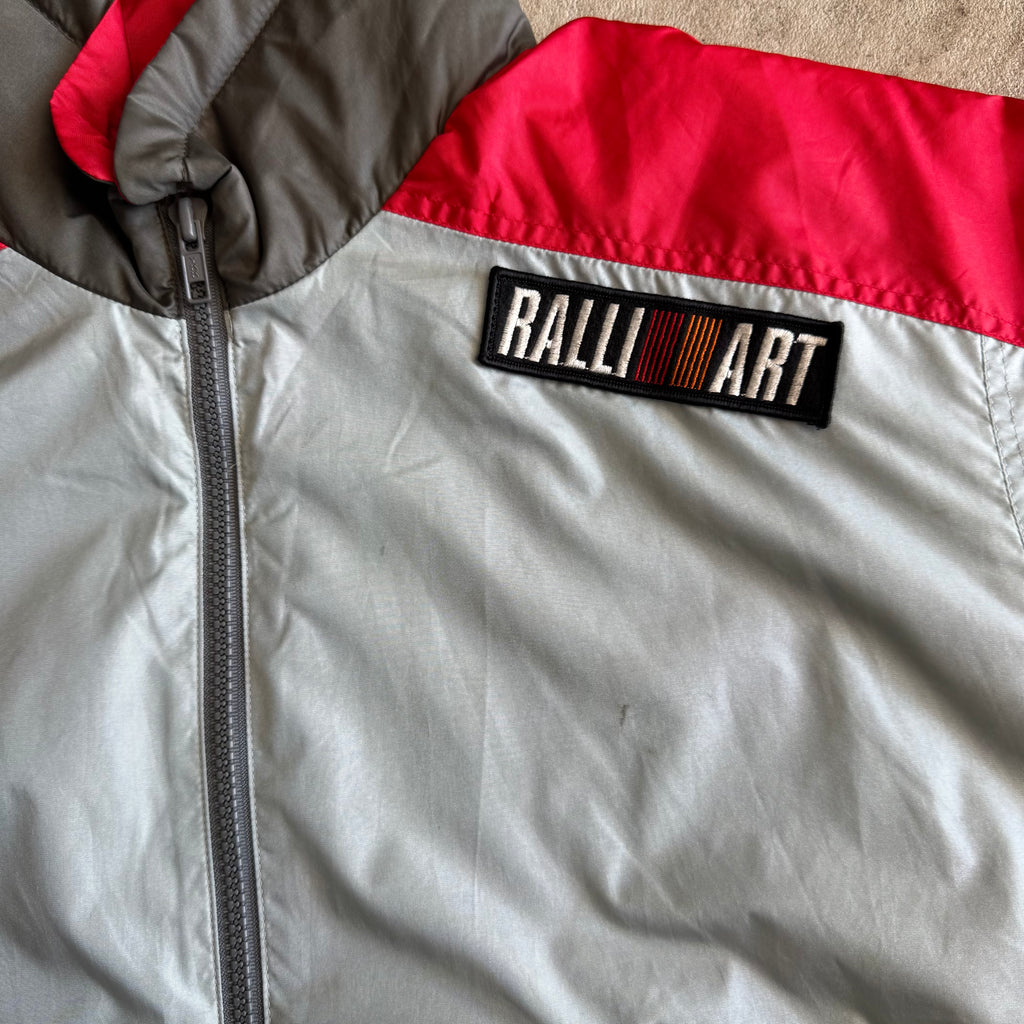 90s Mitsubishi Ralliart Rally Racing Grey Red Jacket (L)