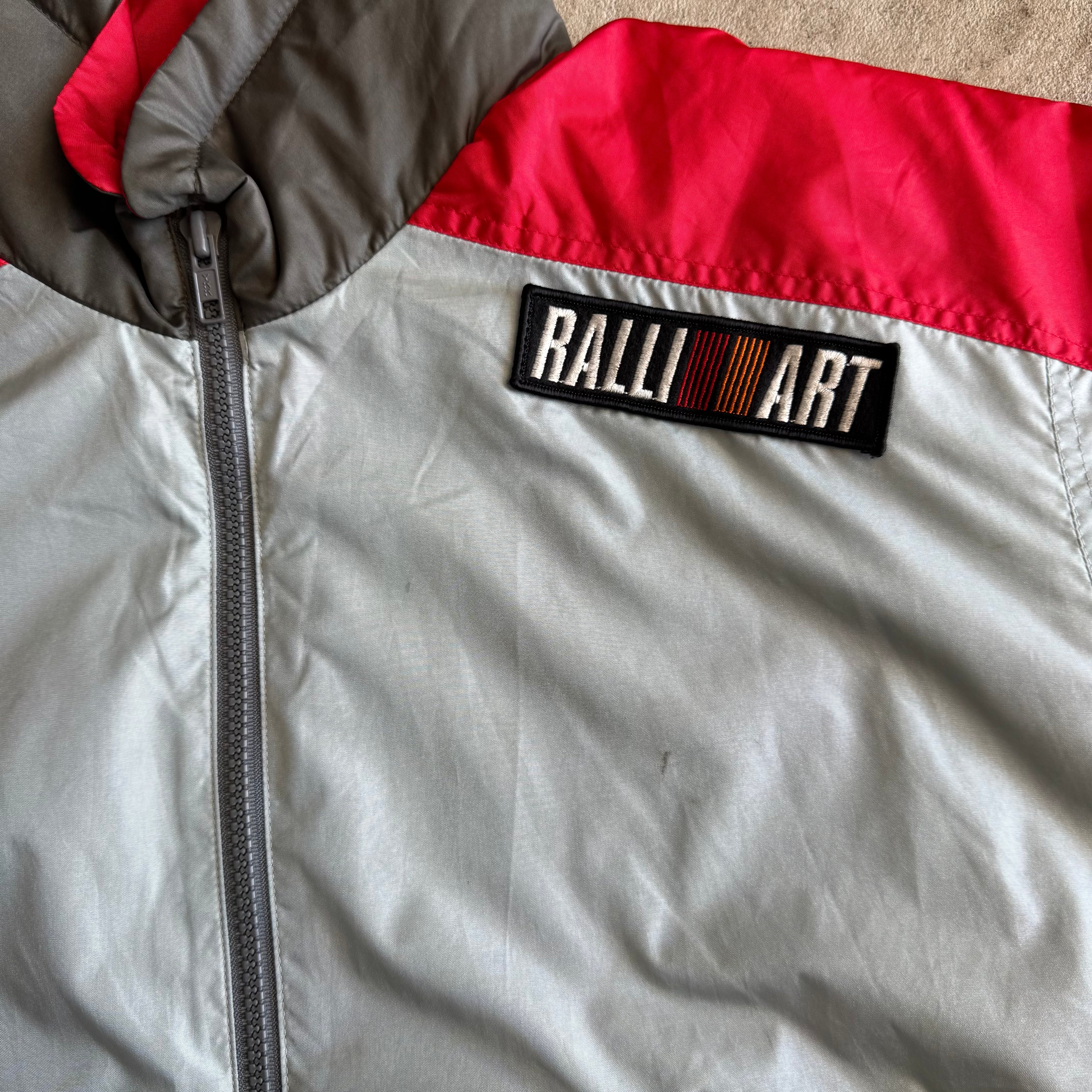 90s Mitsubishi Ralliart Rally Racing Grey Red Jacket (L)