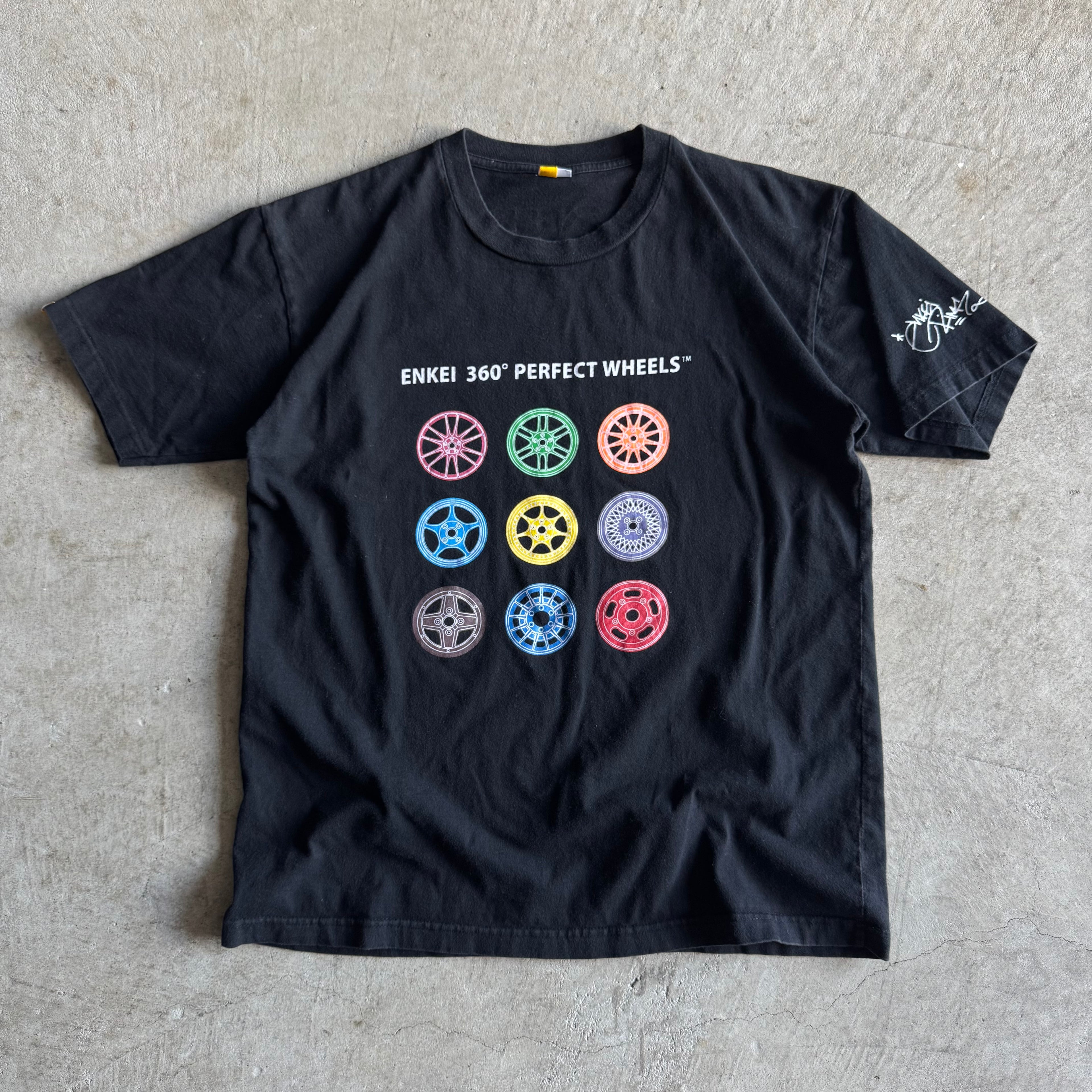 Vintage 2000s Enkei Wheels 360 Perfect Black T Shirt Size Medium