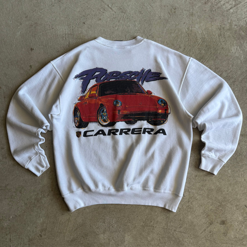 90s Porsche 993 Carrera White Crewneck Sweater (L)
