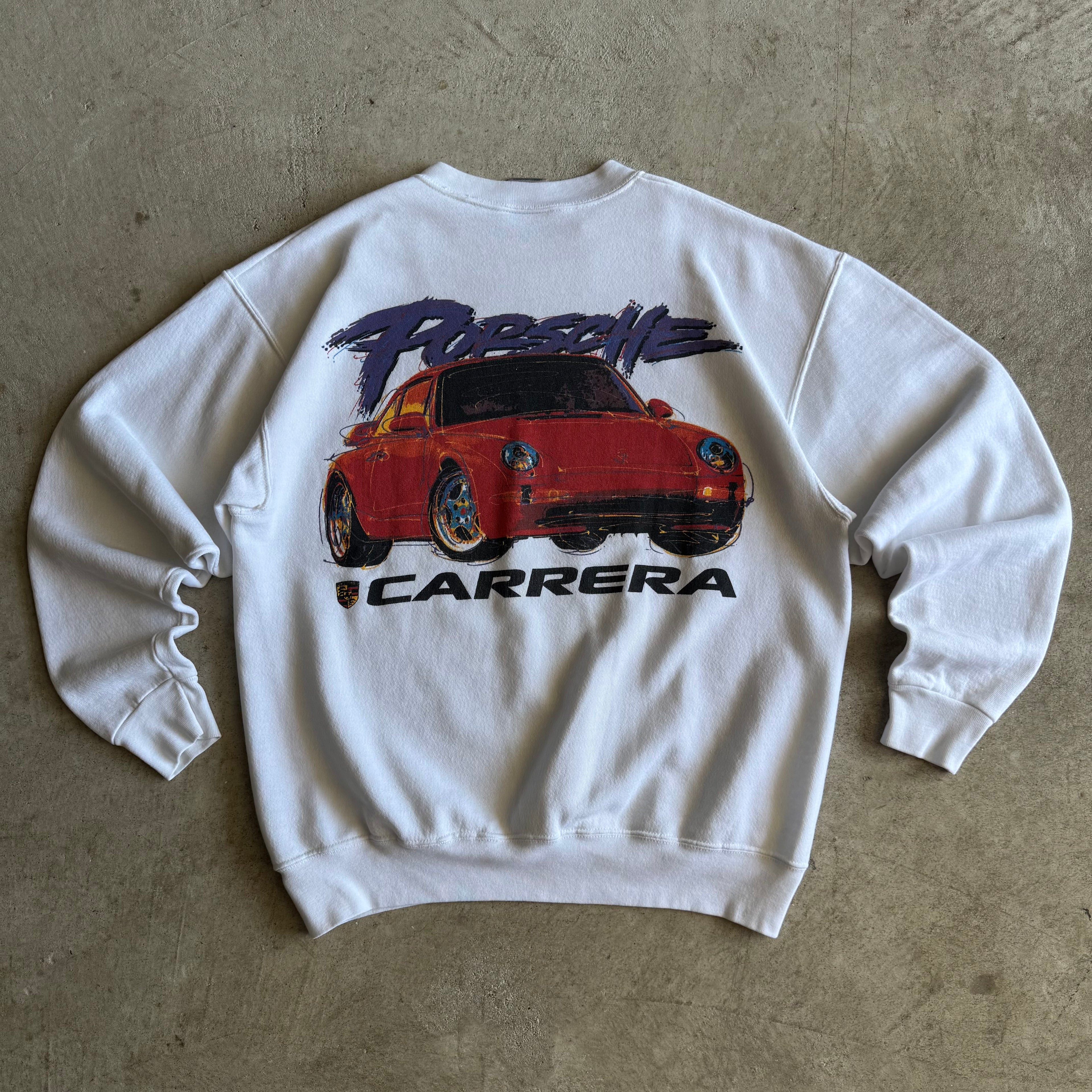 90s Porsche 993 Carrera White Crewneck Sweater (L)