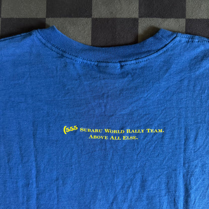 Vintage 90s Subaru 555 Rally Racing Blue T Shirt Size Large
