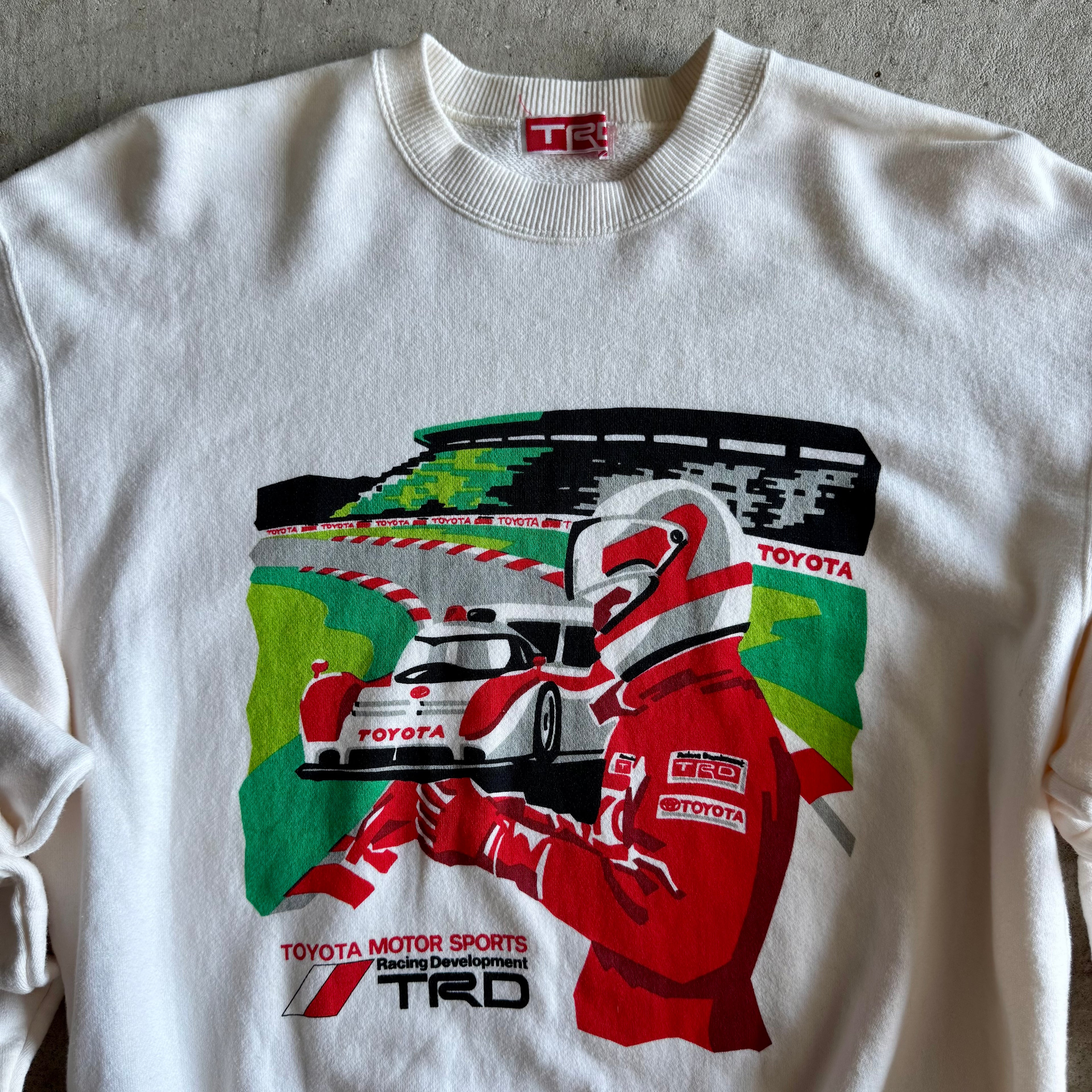 Vintage 90s Toyota TRD IMSA GTP Cream Crewneck Sweater Size Large
