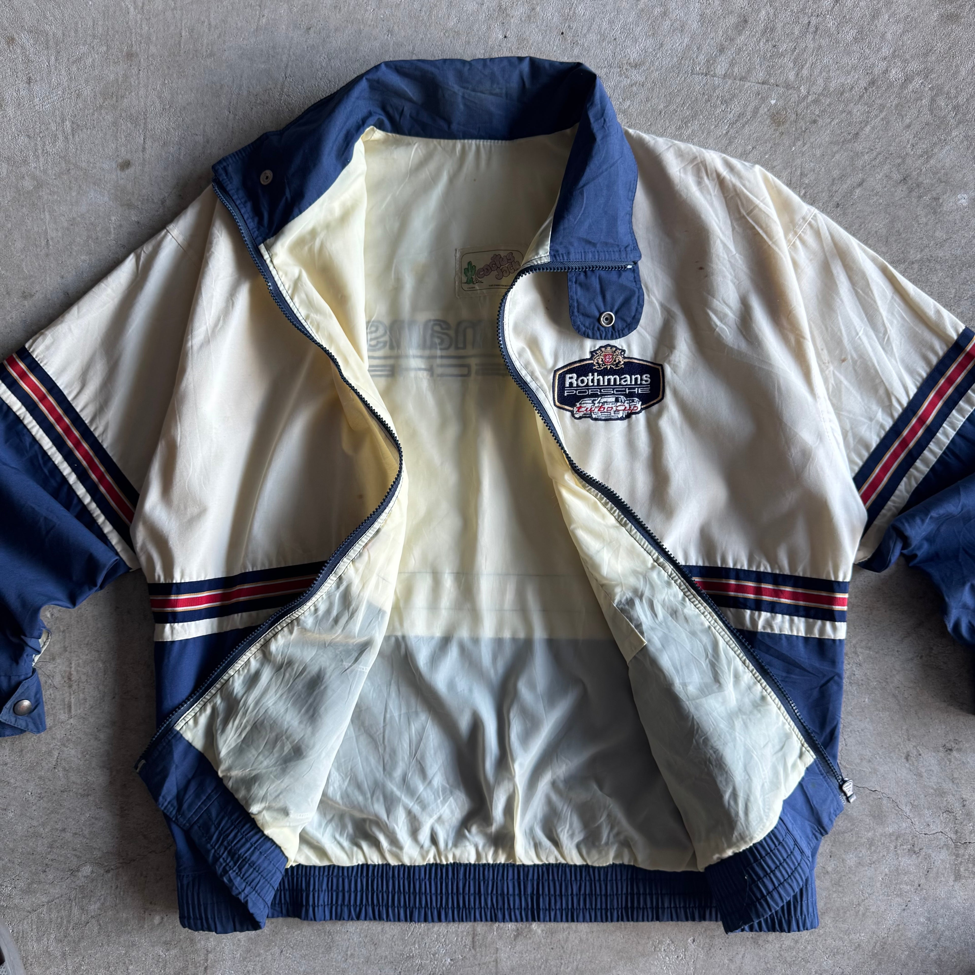 80s Porsche Rothmans Racing Striped Outerwear Jacket (XL)