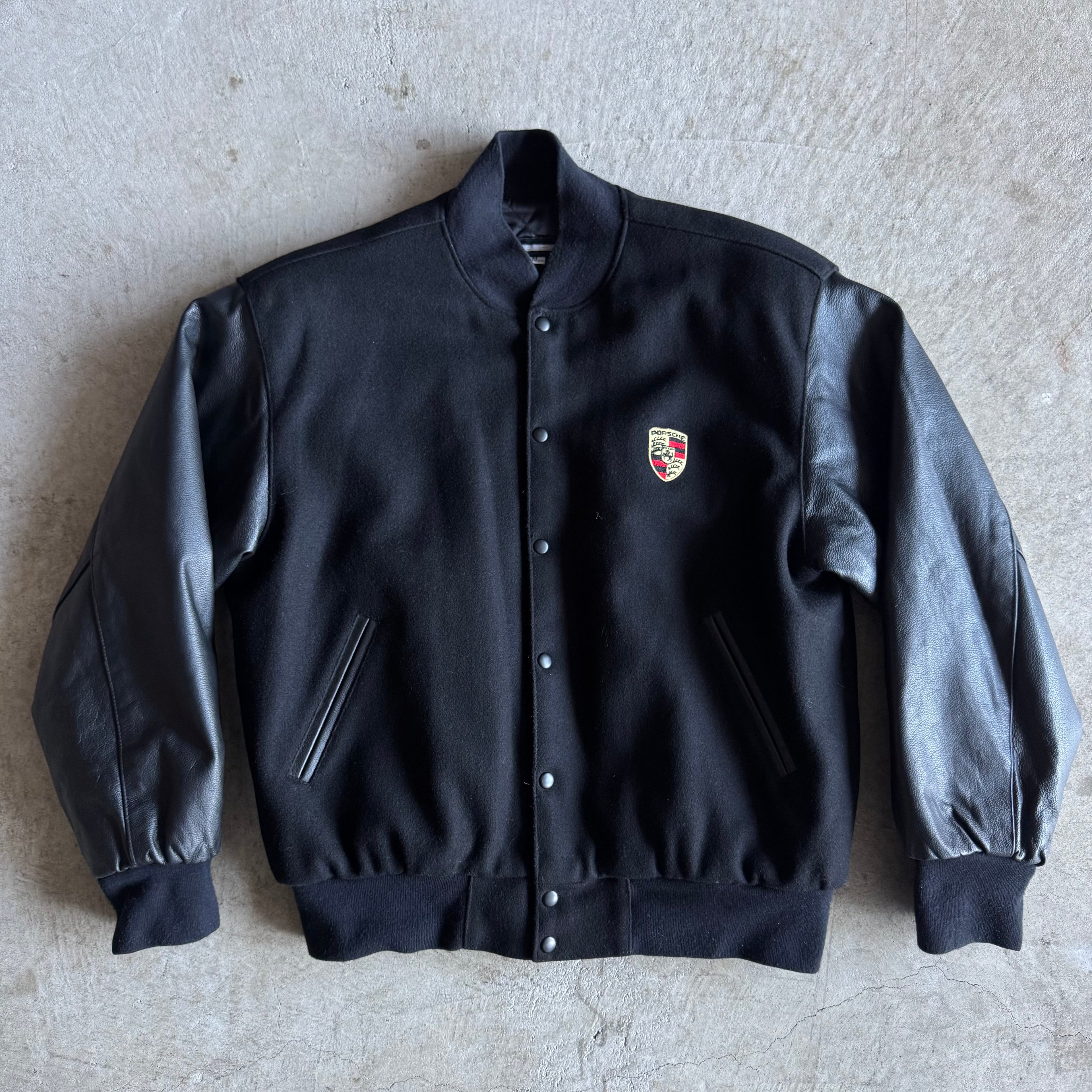90s Porsche Laguna Varsity Leather Jacket (M)