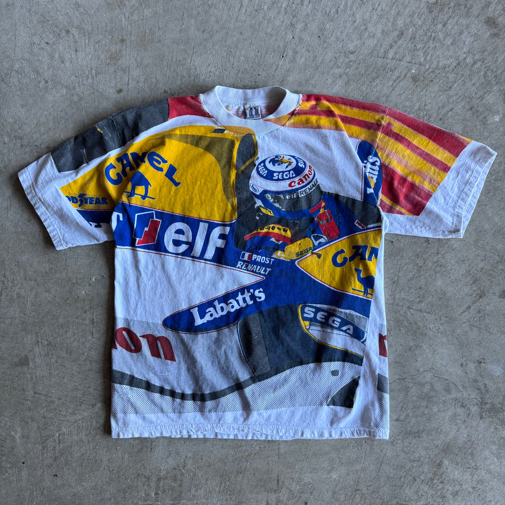90s Alain Prost Elf Camel Formula 1 AOP T Shirt (XL)