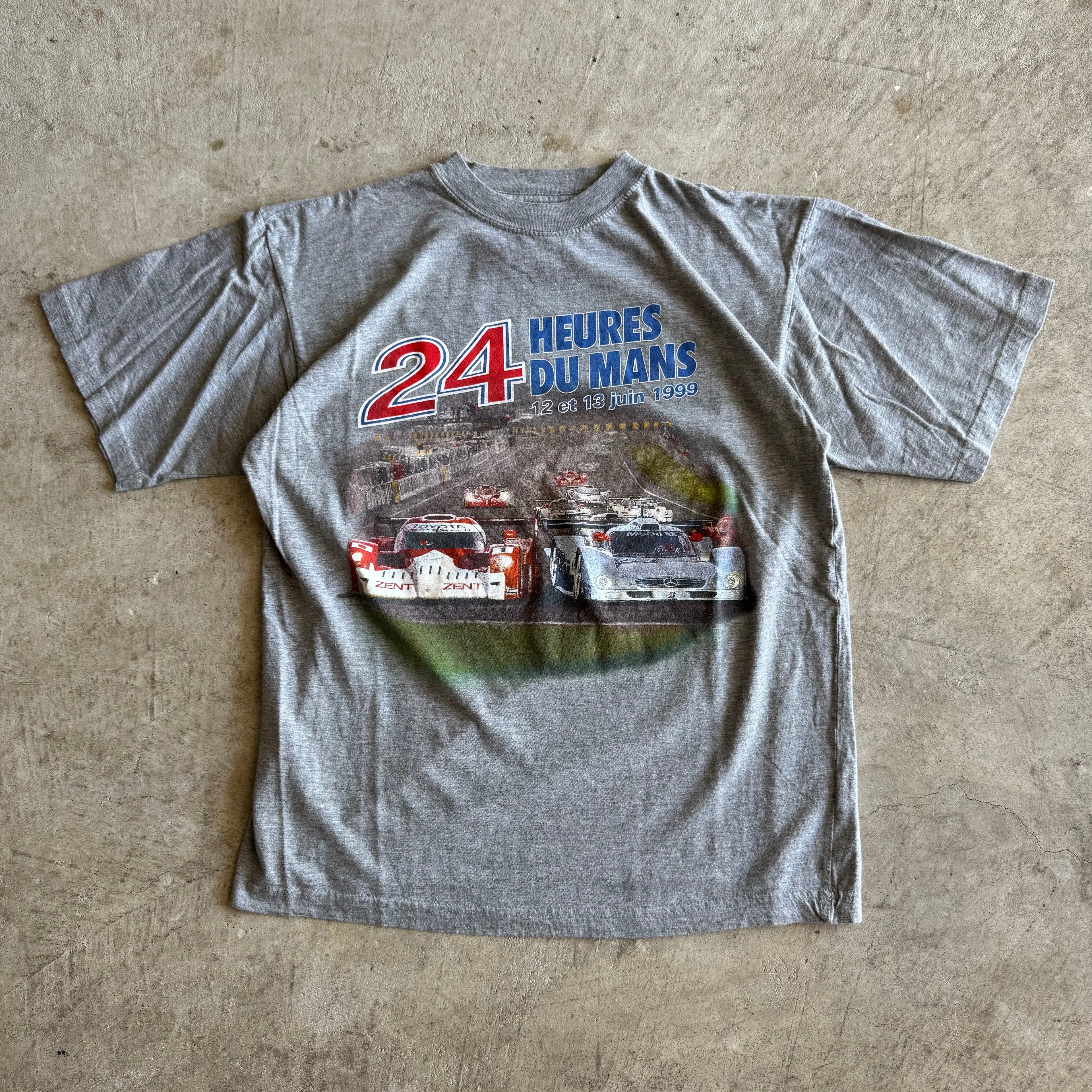 Vintage 90s 1999 24 Heures du Mans Grey T Shirt Size Medium