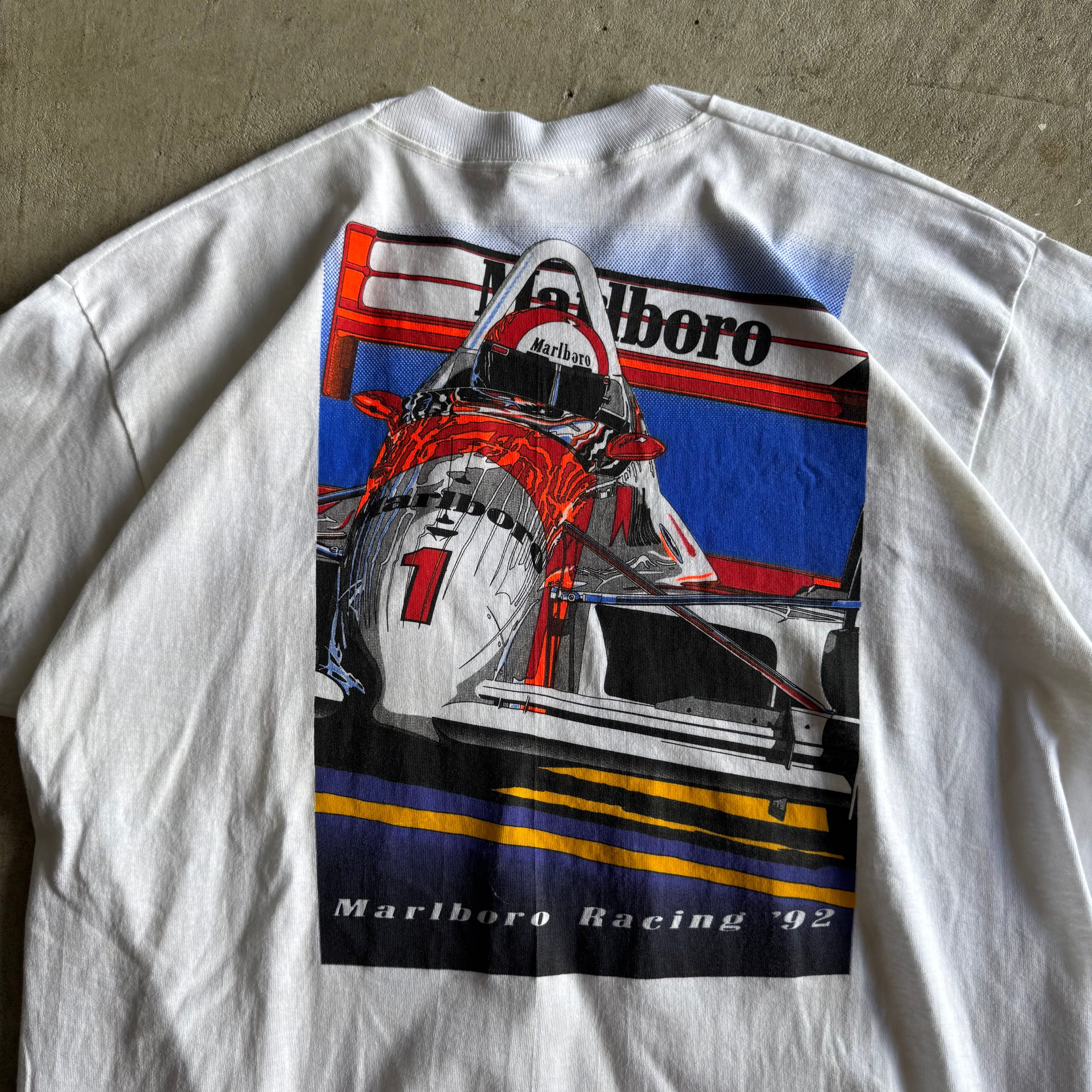 Vintage 90s 1992 Marlboro Racing Indycar White T Shirt Size XL