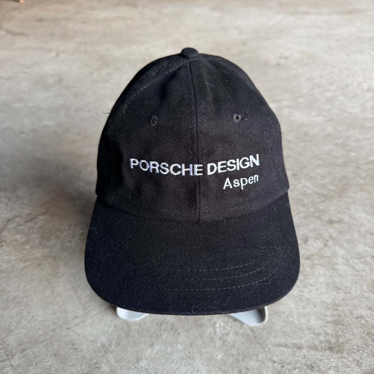 90s Porsche Design Aspen Embroidered Black Strapback Hat