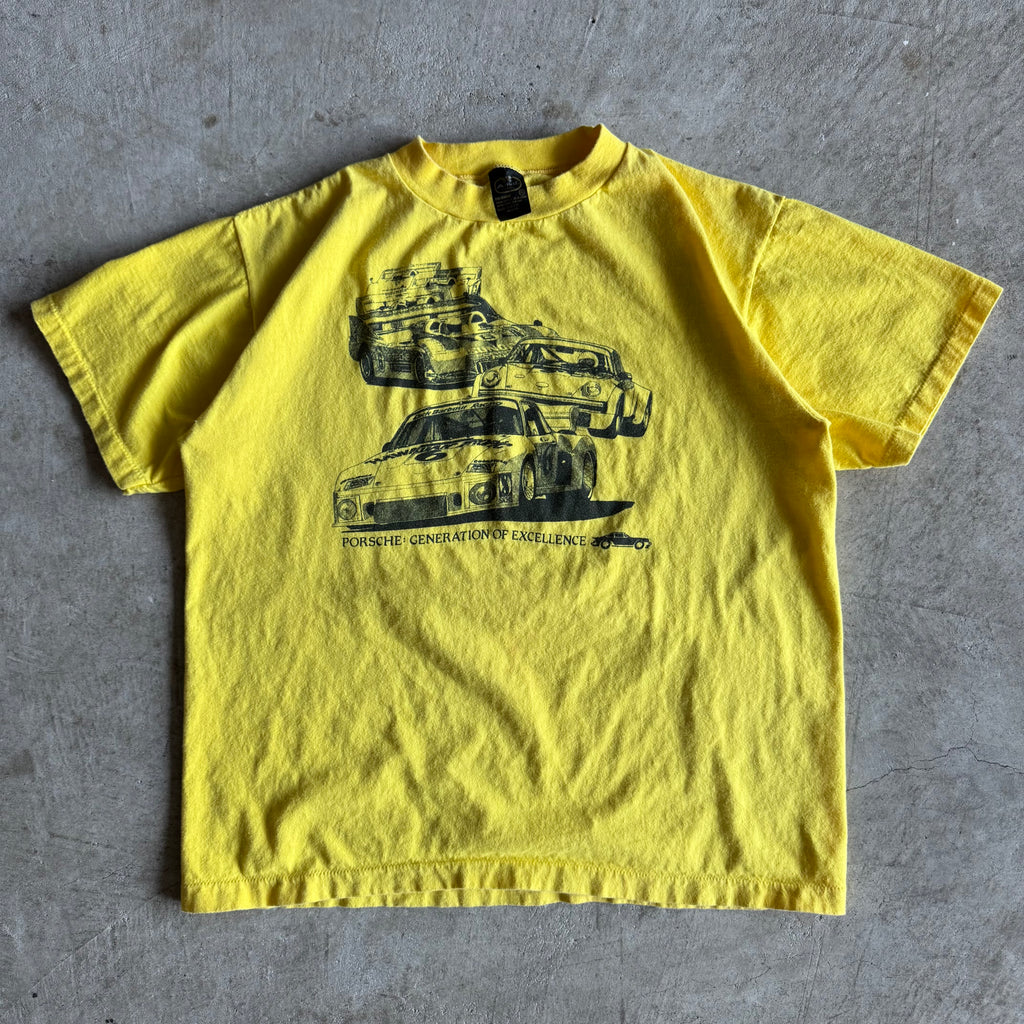 80s Porsche Generation of Excellence Yellow T Shirt (XL)