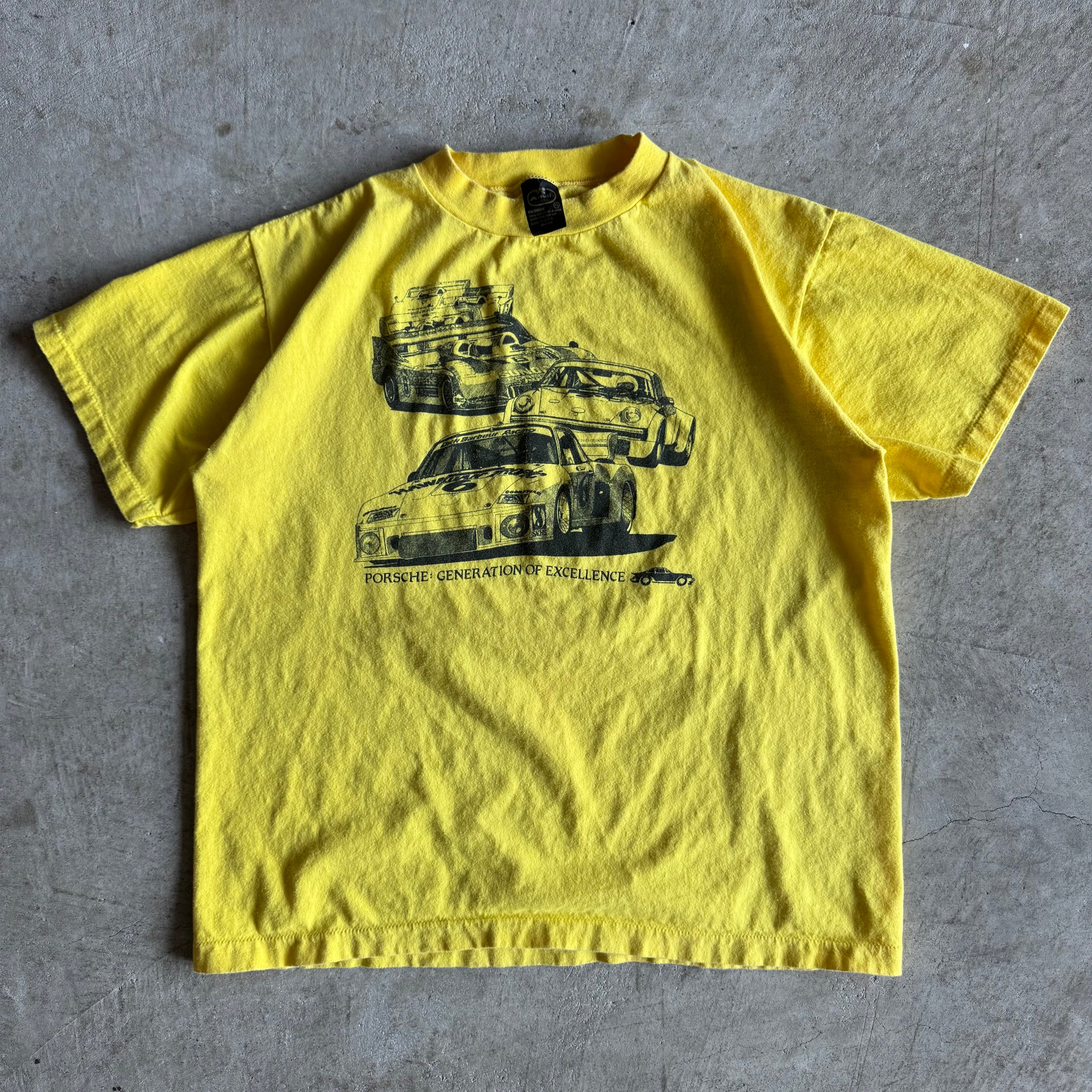 80s Porsche Generation of Excellence Yellow T Shirt (XL)