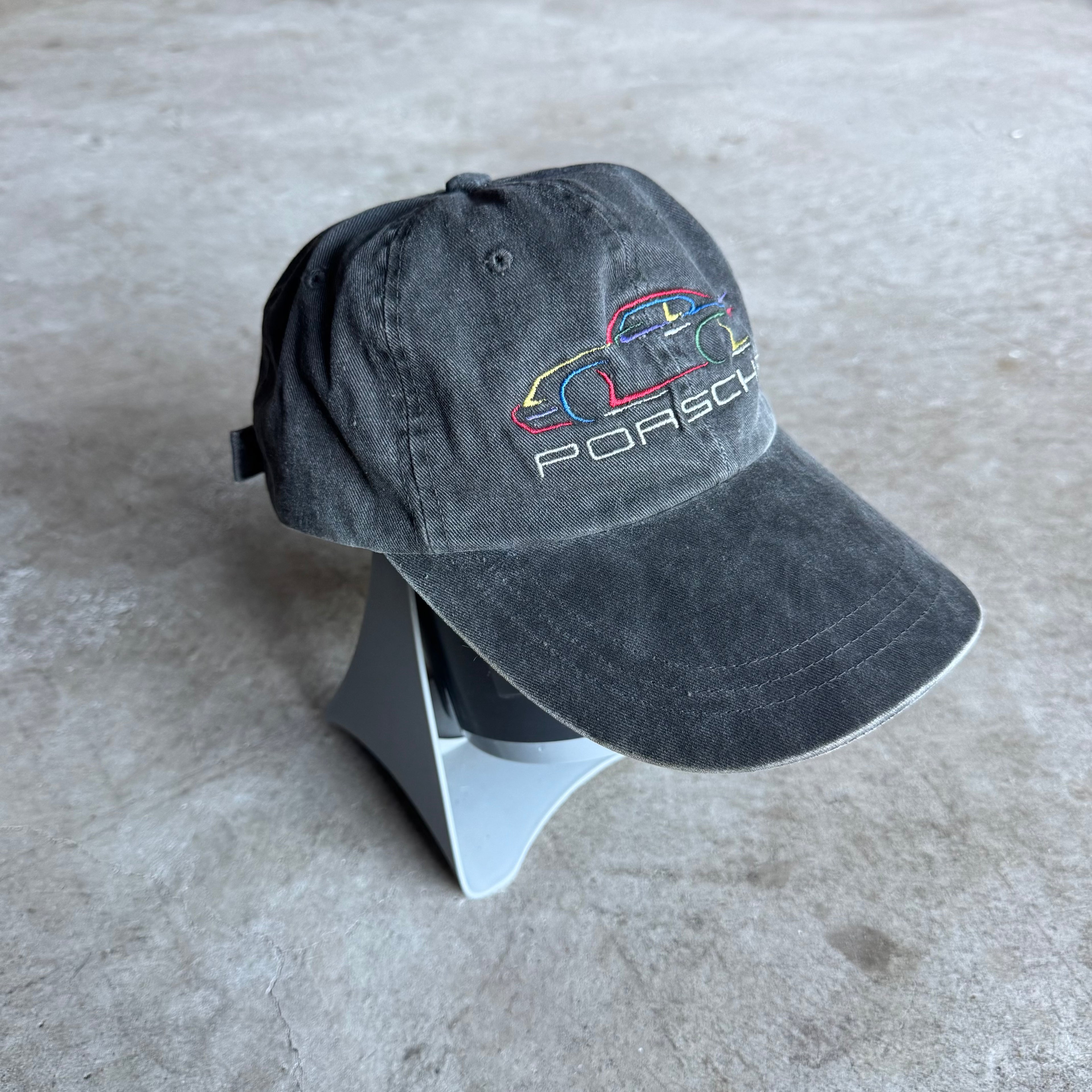 90s Porsche 911 Multi-color Silhouette Grey Adjustable Strapback Hat