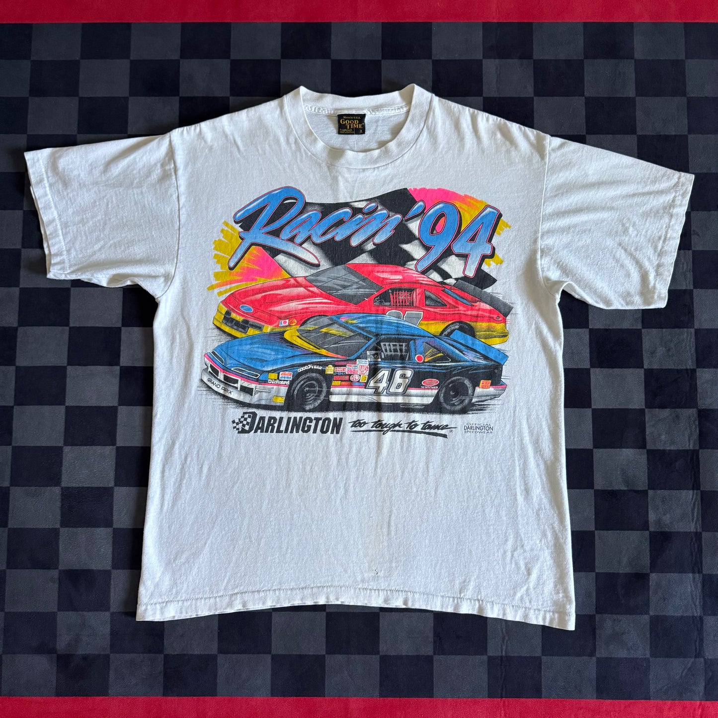 Vintage 1994 Darlington Raceway Speedwear White T Shirt Size Large