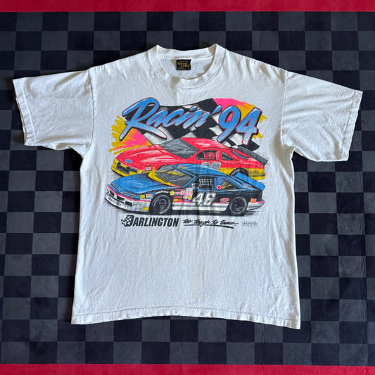 Vintage 1994 Darlington Raceway Speedwear White T Shirt Size Large