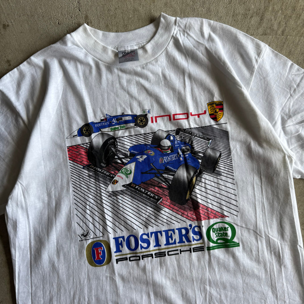 80s Porsche Foster's Indy Racing White T Shirt (XXL)