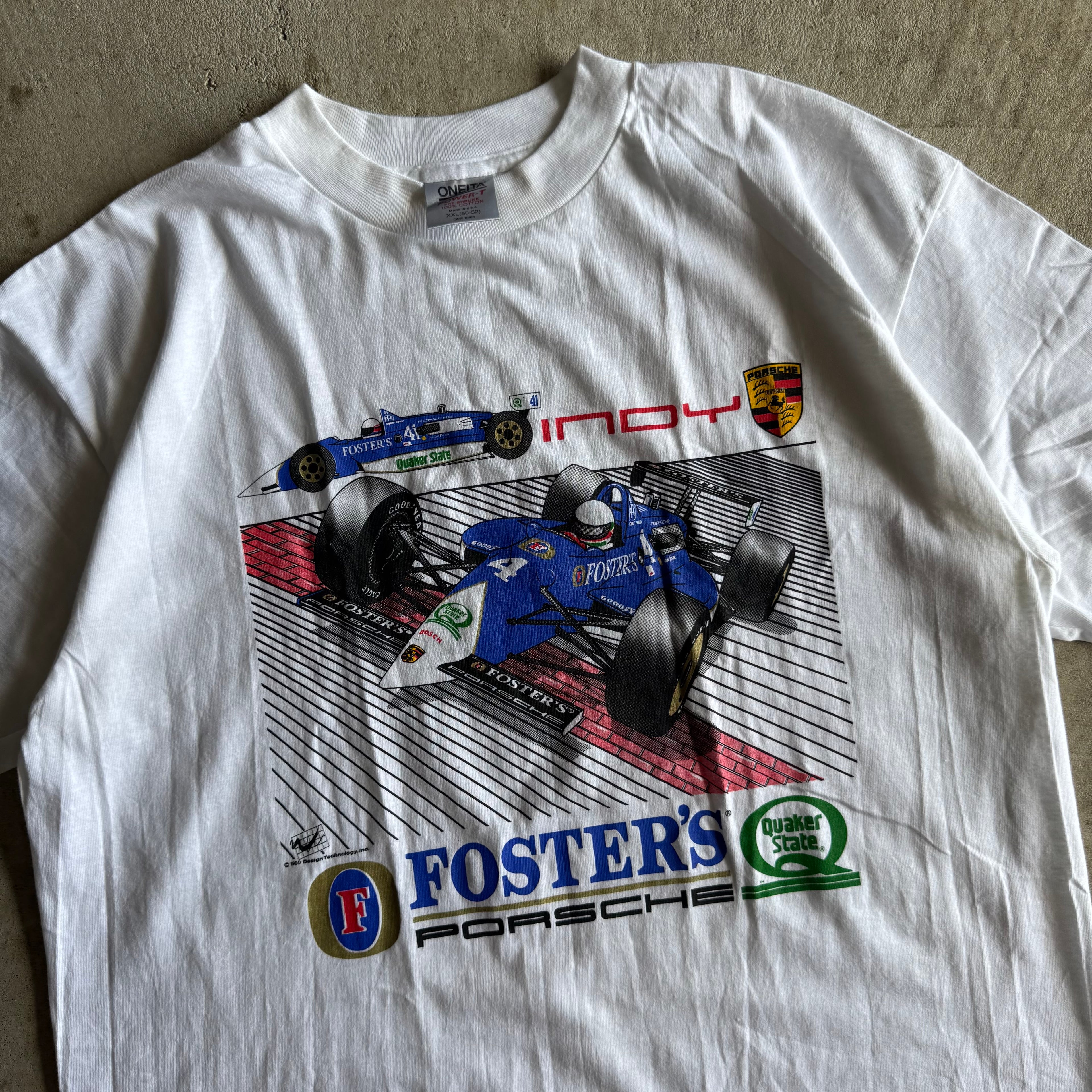 80s Porsche Foster's Indy Racing White T Shirt (XXL)