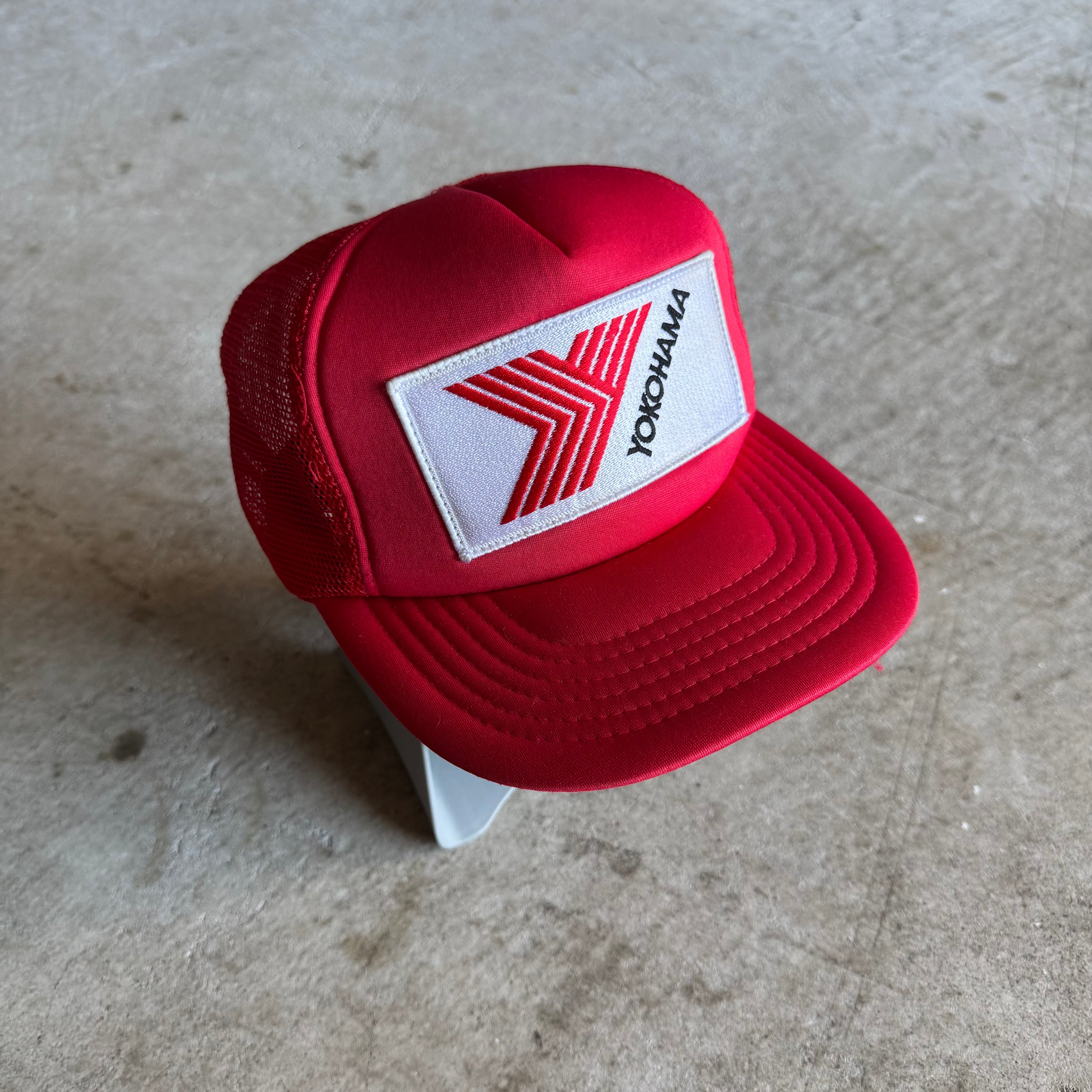 Vintage 90s Yokohama Motorsports Red Trucker Hat