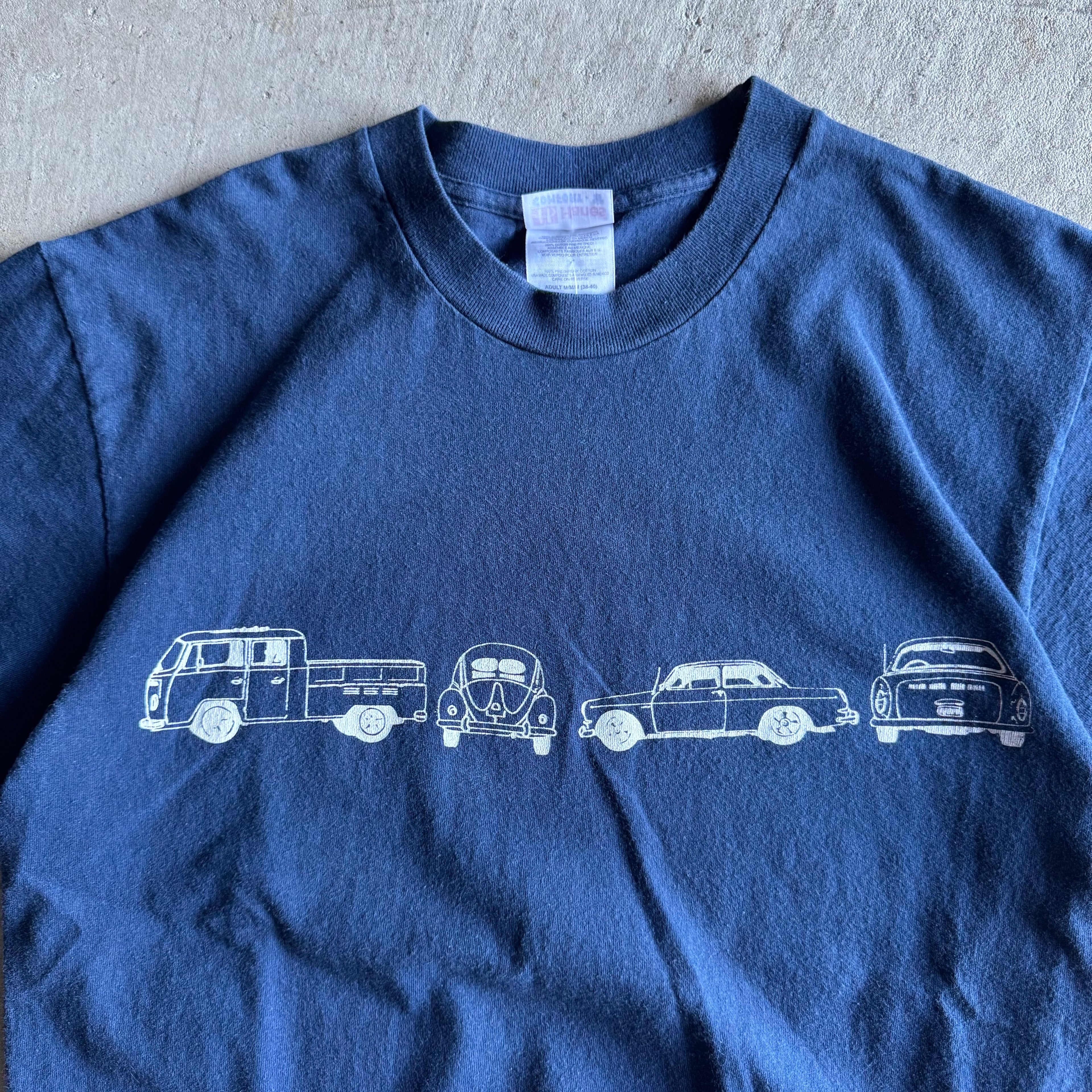 Vintage 90s Volkswagen Lineup Bug Bus Navy T Shirt Size Medium