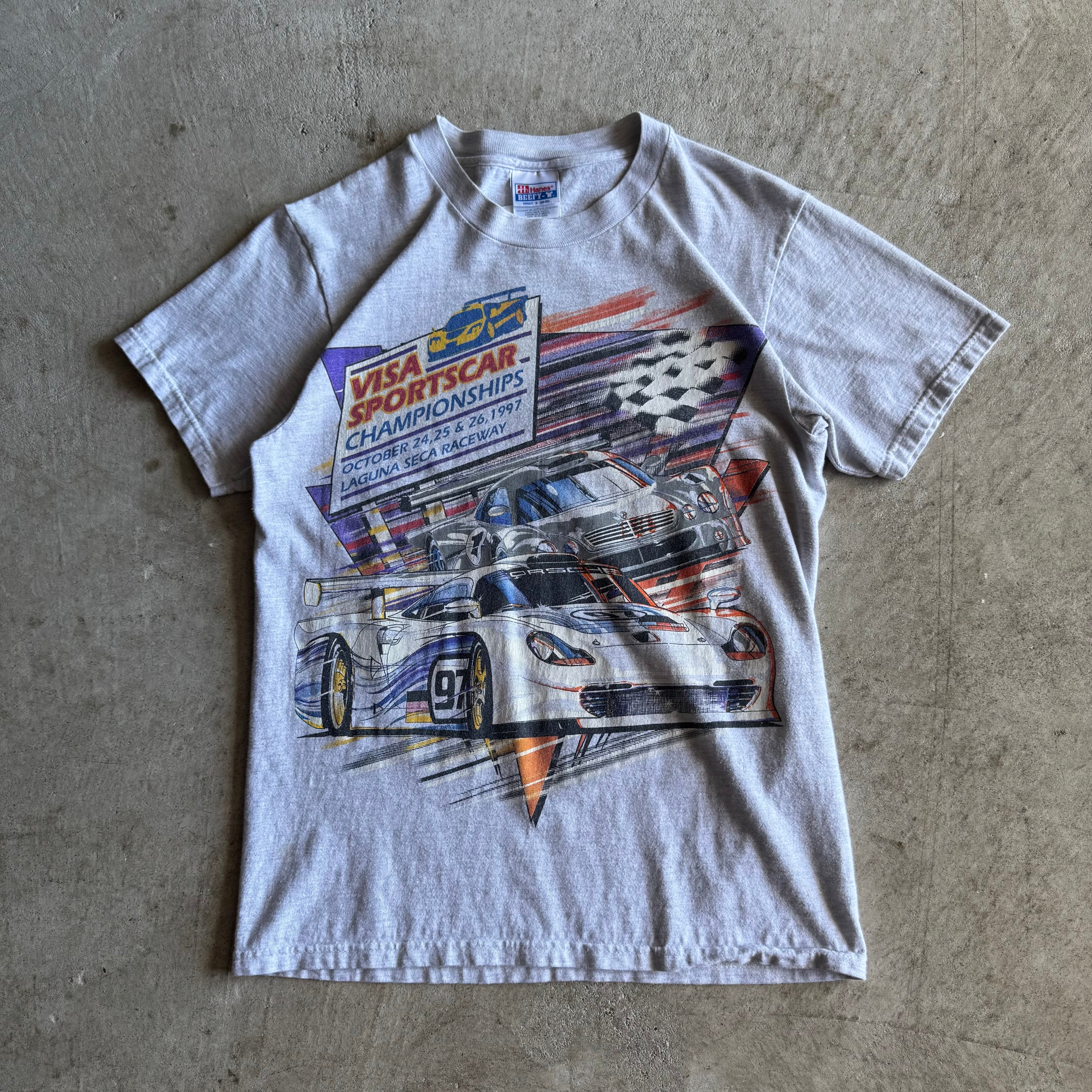 Vintage 90s 1997 Visa Sportscar Championships Grey T Shirt Size Small