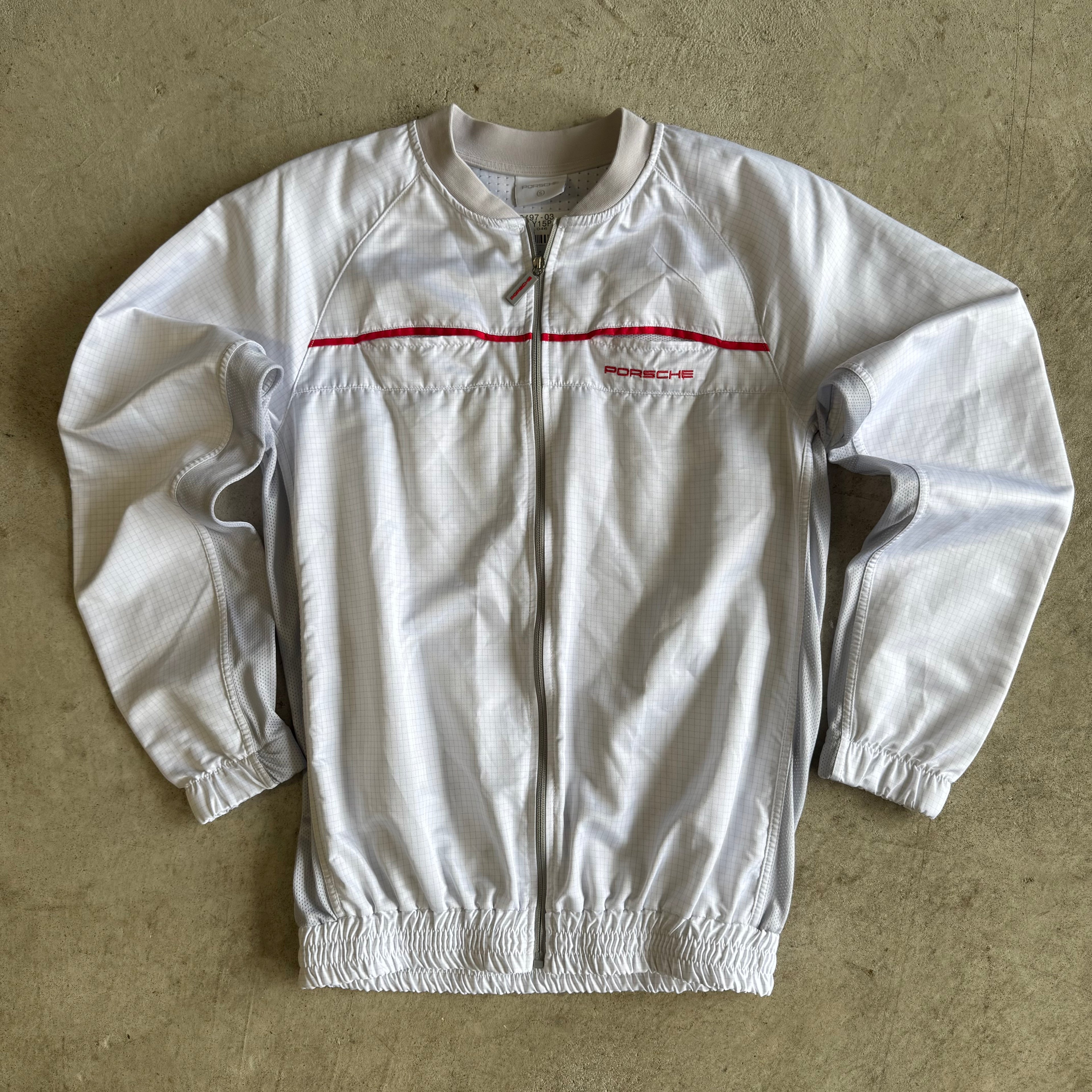 90s Porsche White Grey Tracksuit Jacket & Pants (S)