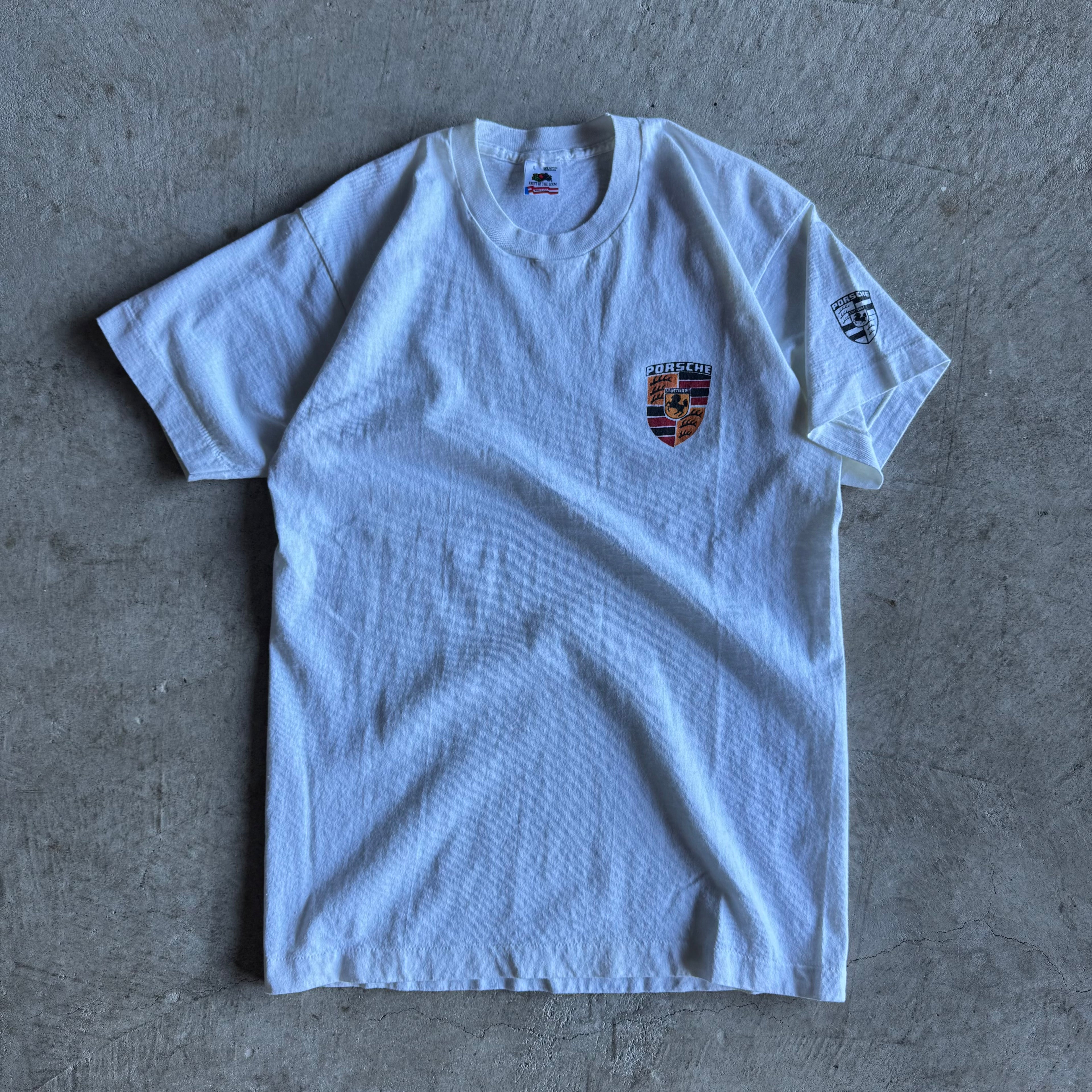 90s Porsche Crest White T Shirt (L)