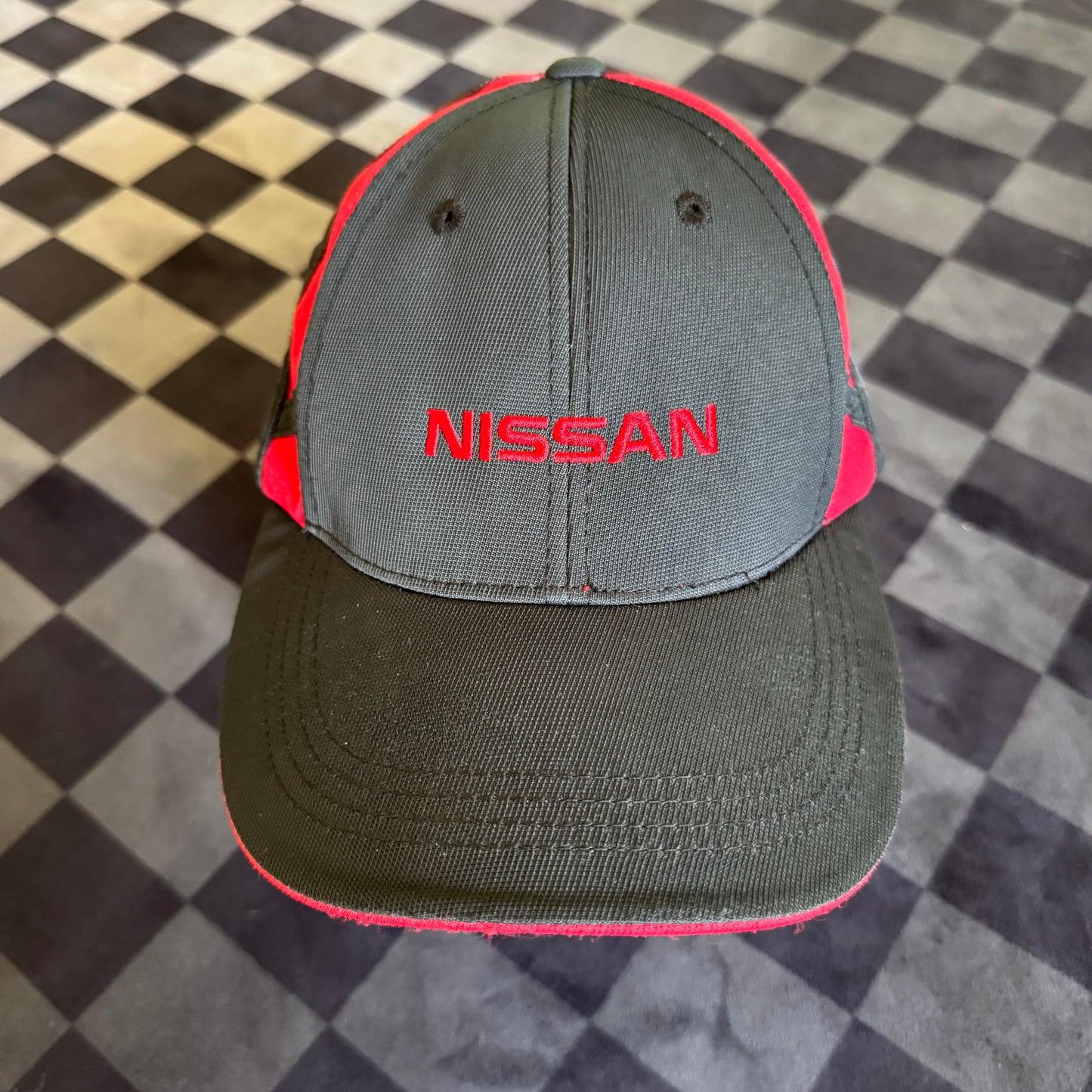 Vintage Nissan Black Red Strapback Hat Cap