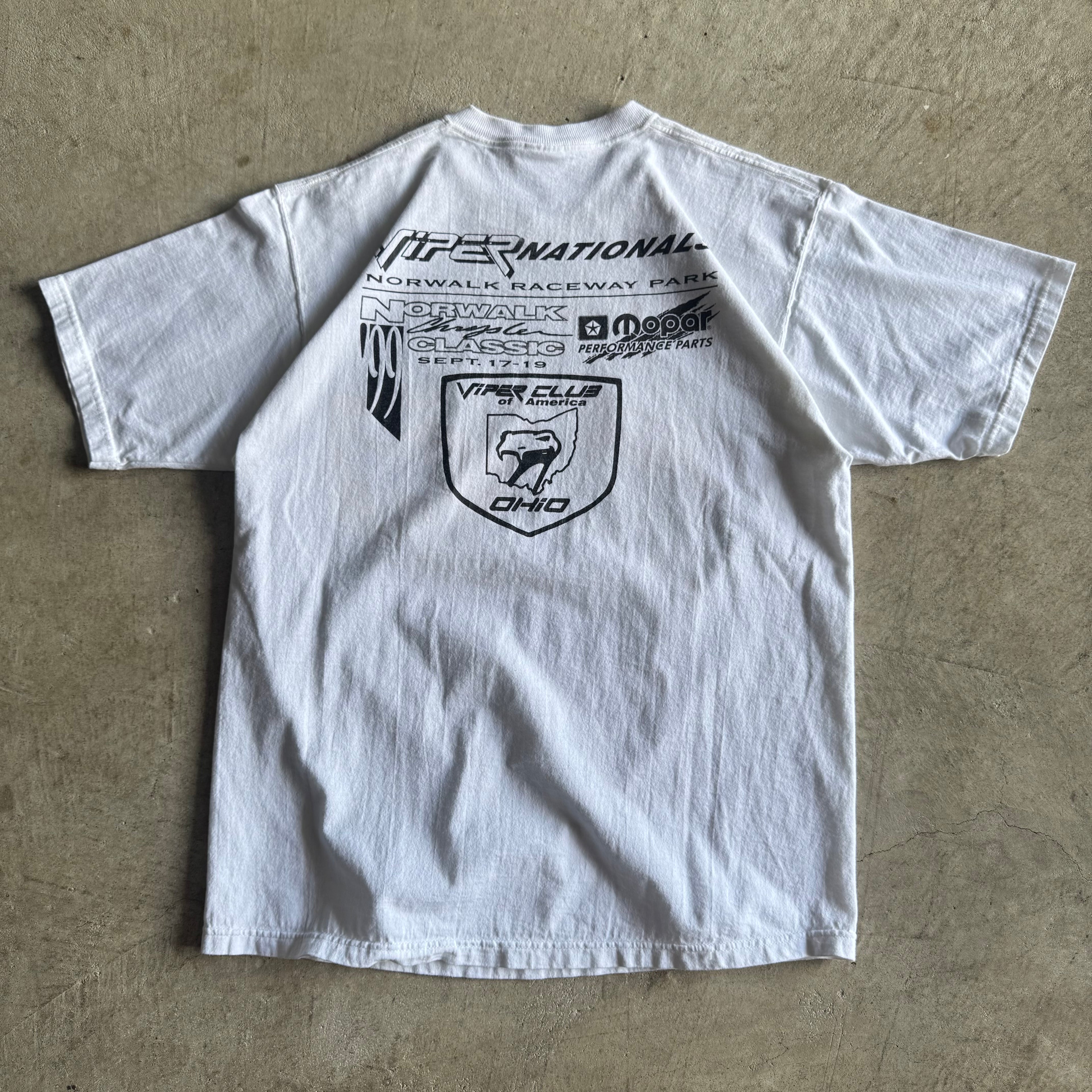 Vintage 1999 Dodge Viper Nationals Drag Racing White T Shirt Size Large