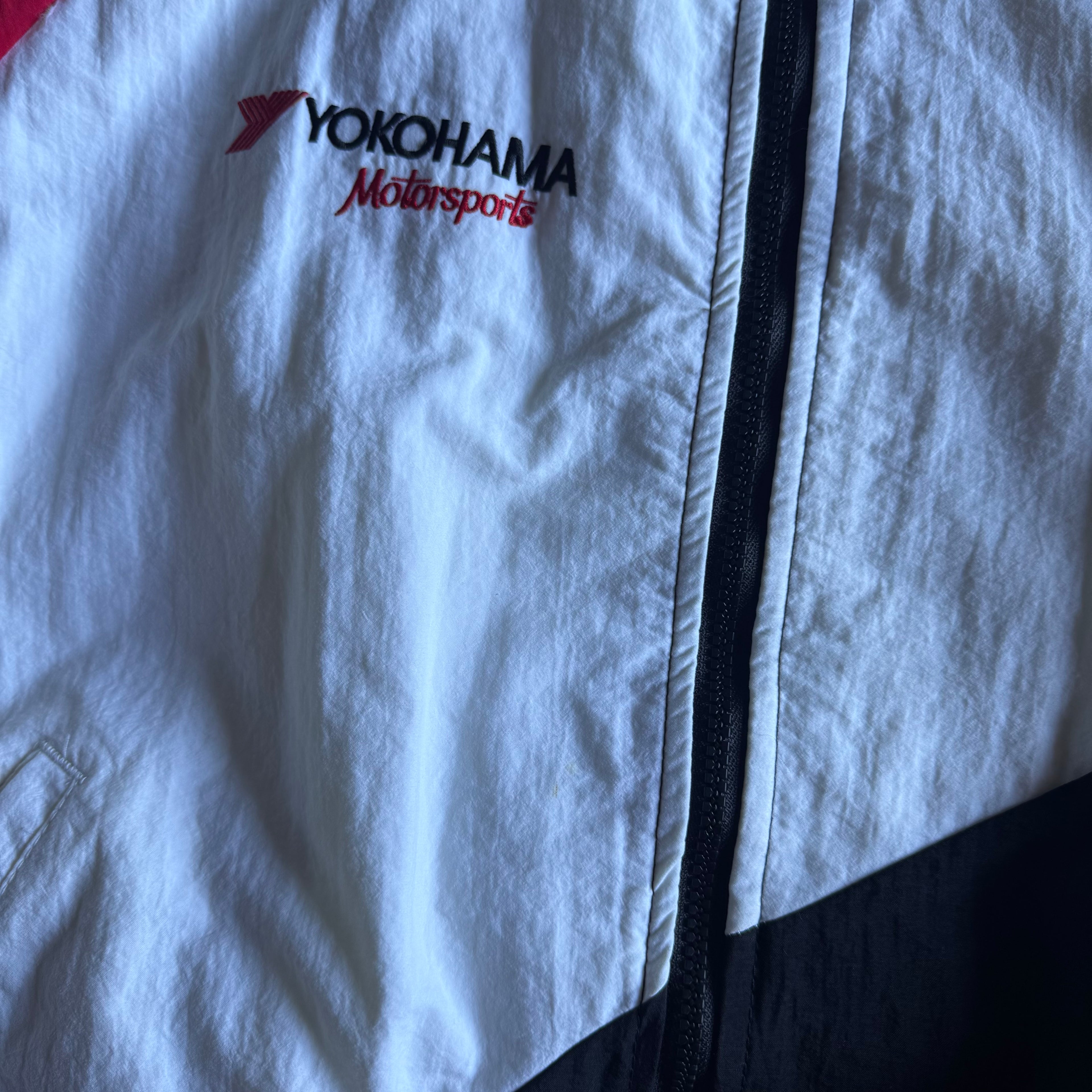 Vintage 90s Yokohama Motorsports Racing Checkered Jacket Size Large