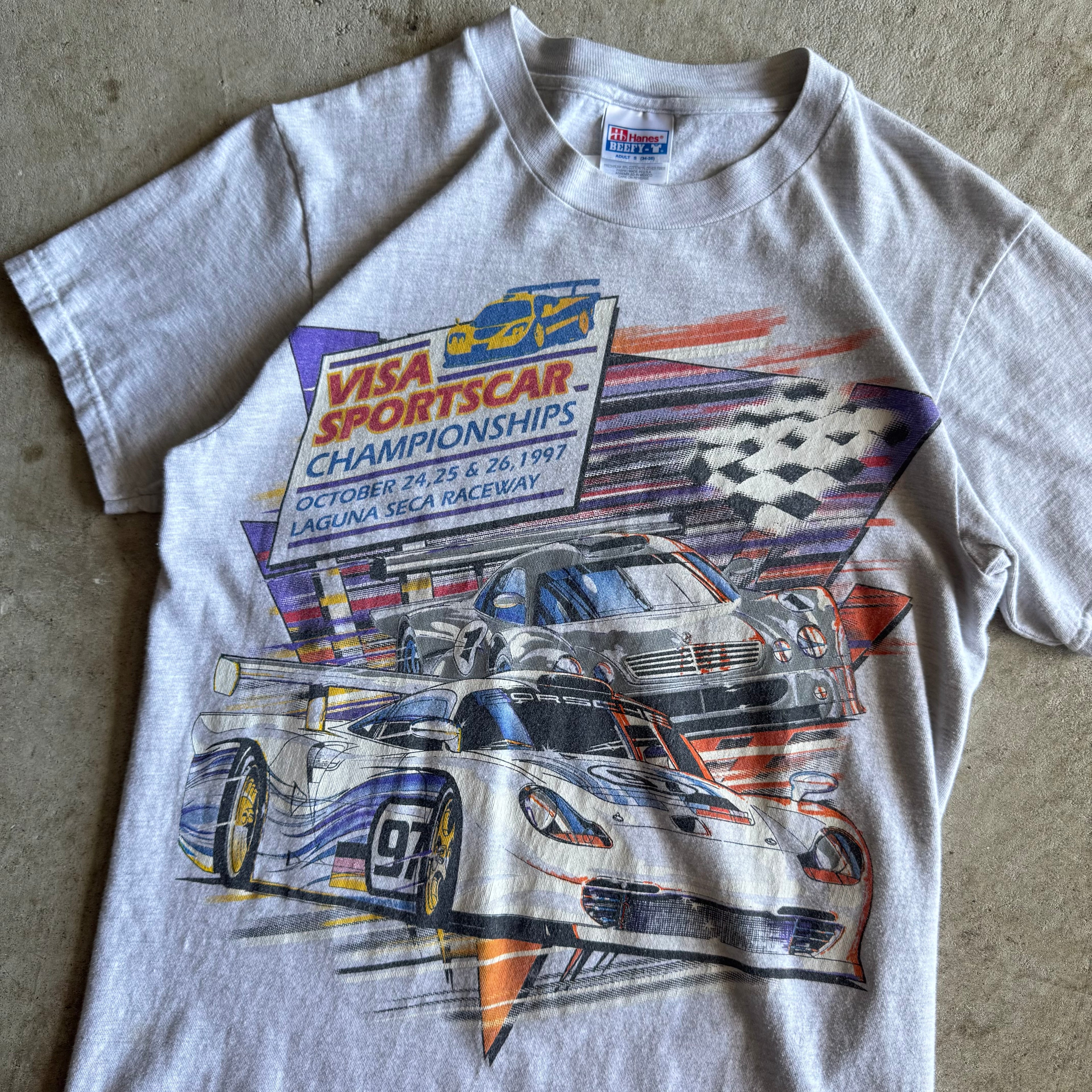 Vintage 90s 1997 Visa Sportscar Championships Grey T Shirt Size Small