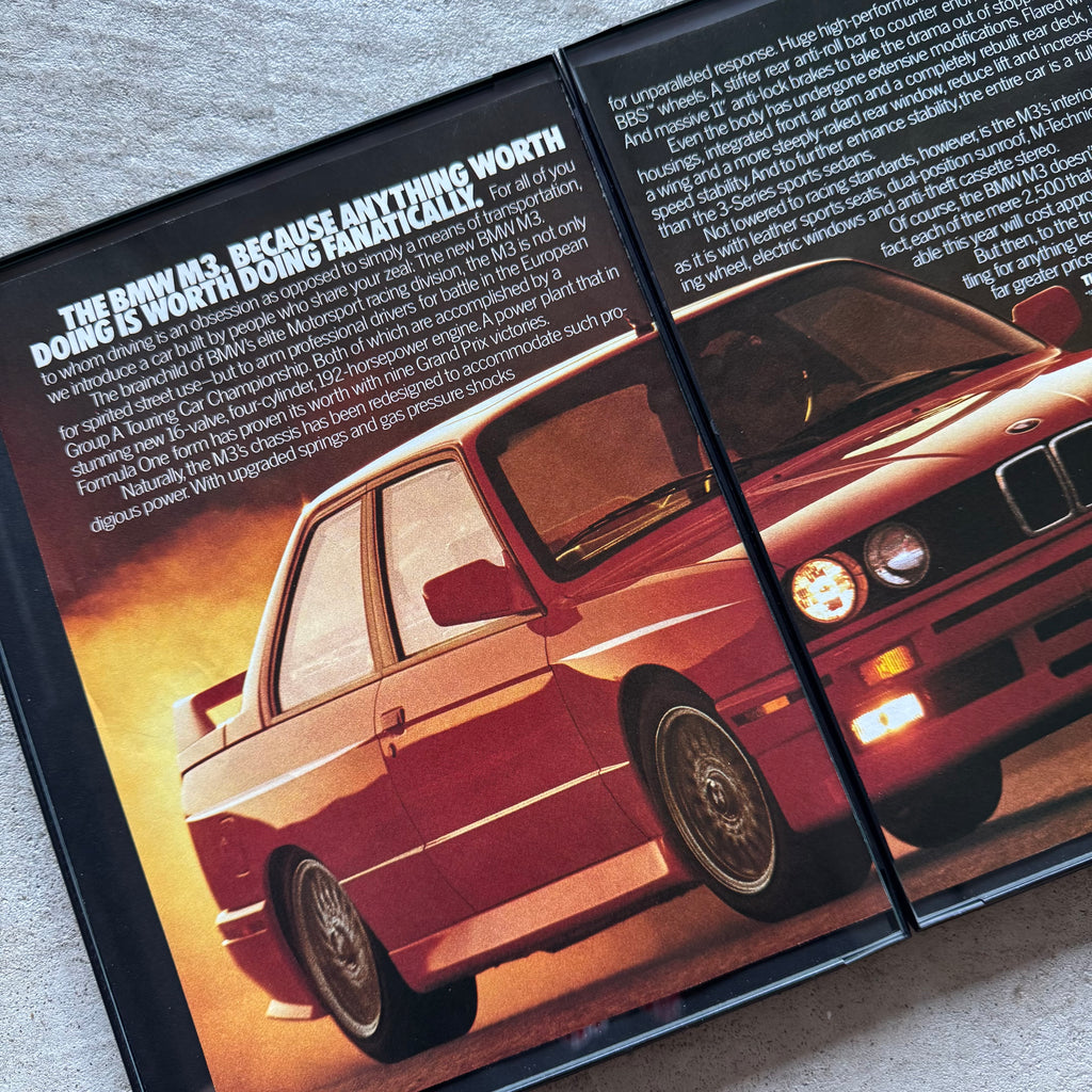 1987 BMW E30 M3 Anything Worth Doing Framed Advertisement