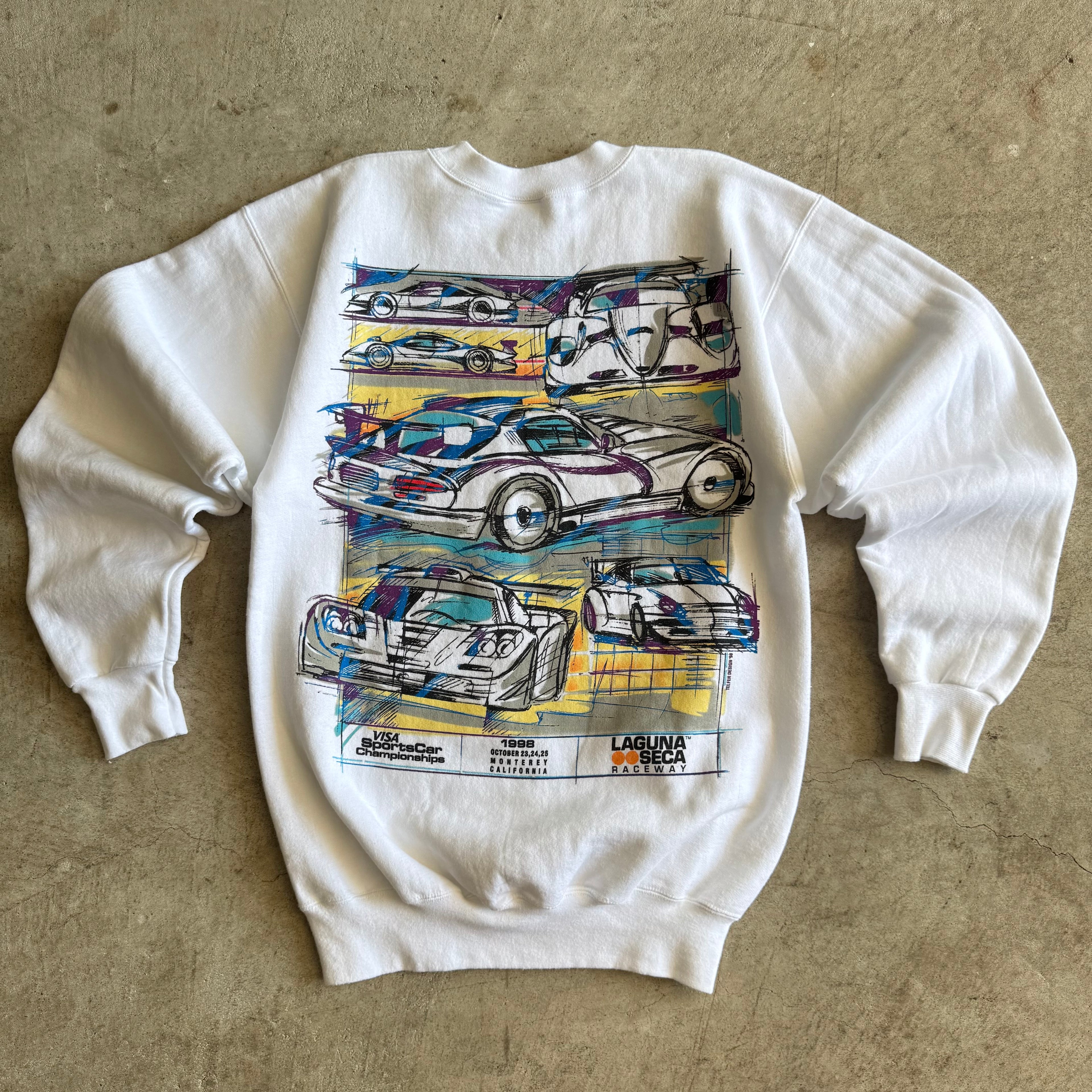 1998 Visa Sportscar Championship Porsche GT1 CLK GTR White Crewneck Sweater (M)