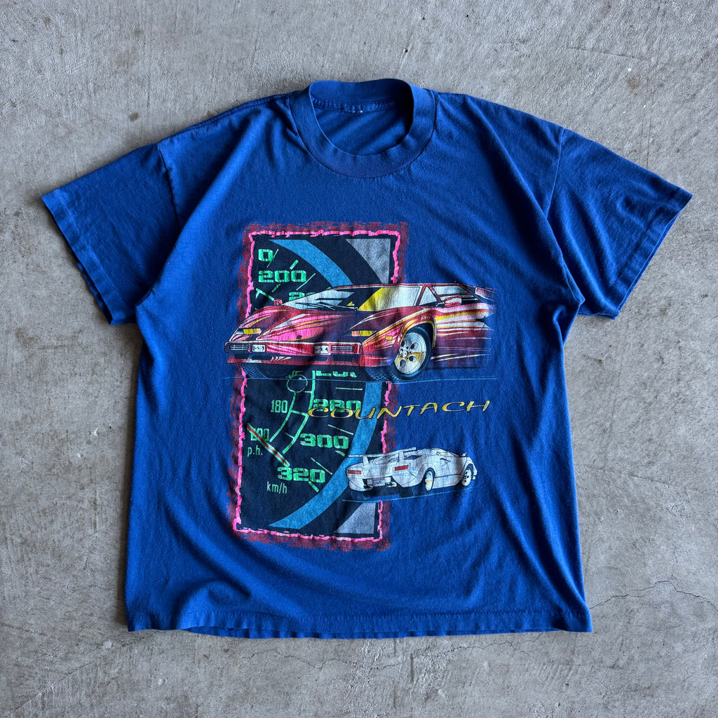 90s Lamborghini Countach Tachometer Purple Shirt (M)