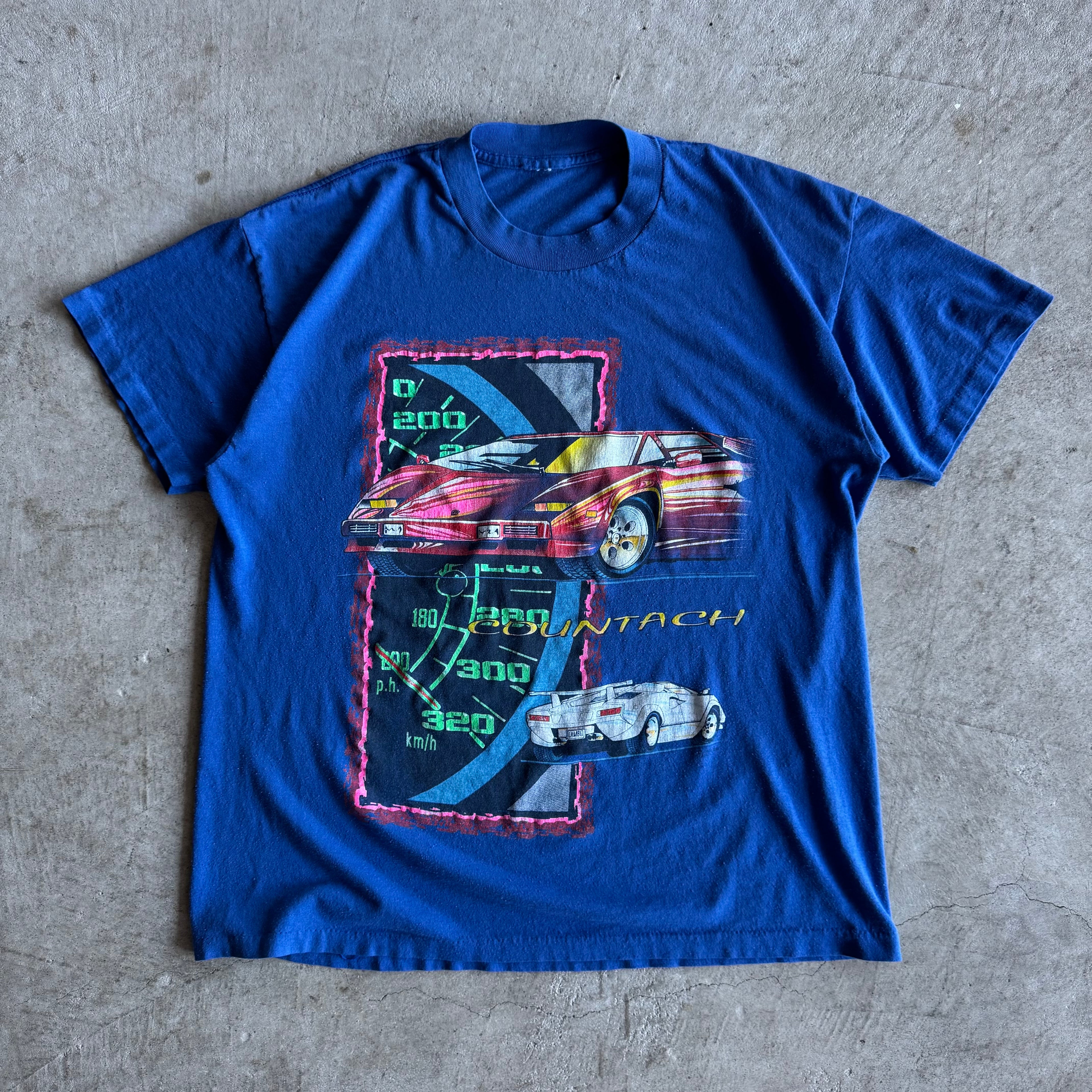 90s Lamborghini Countach Tachometer Purple Shirt (M)