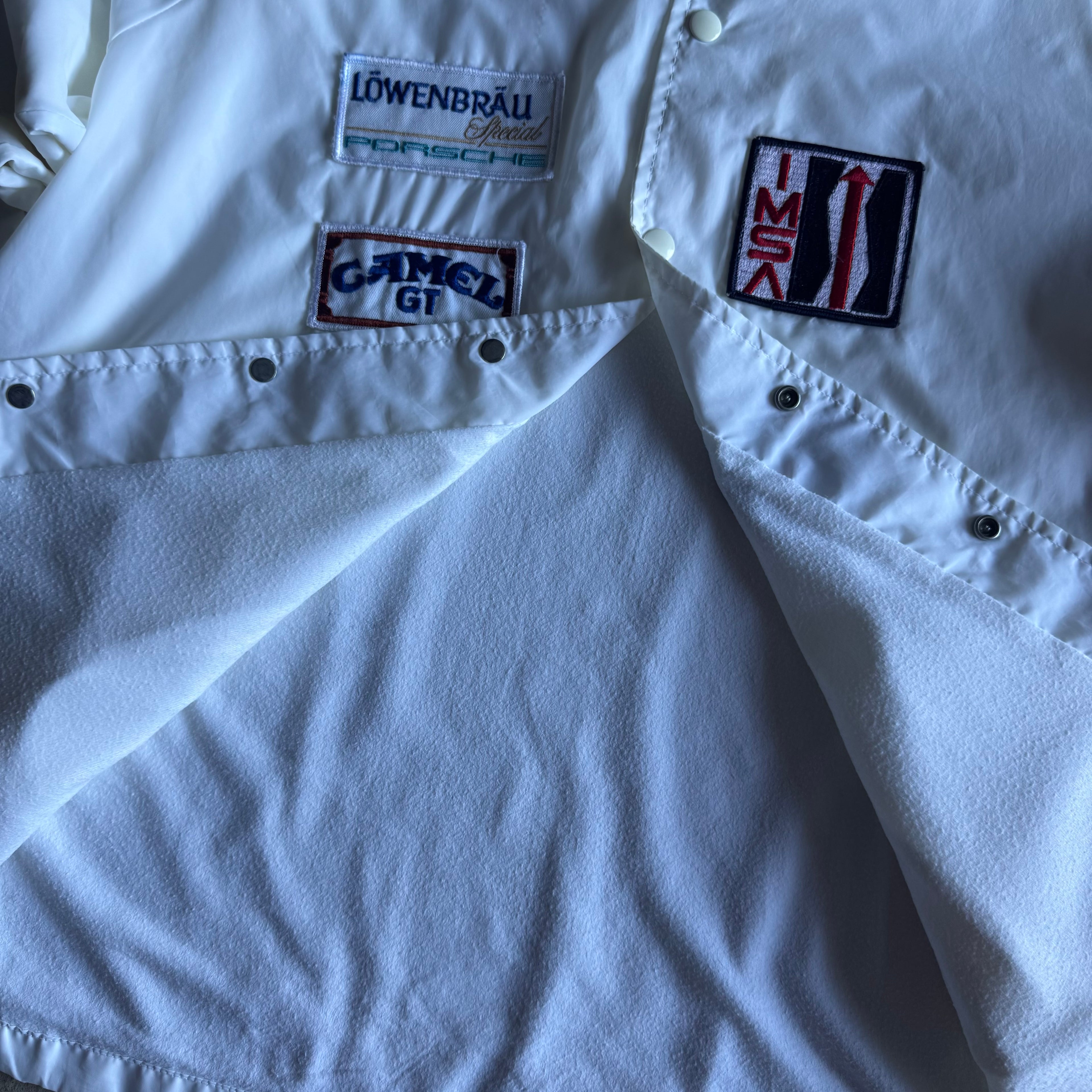 Vintage 80s Camel GT Porsche Lowenbrau IMSA White Jacket Size Large XL