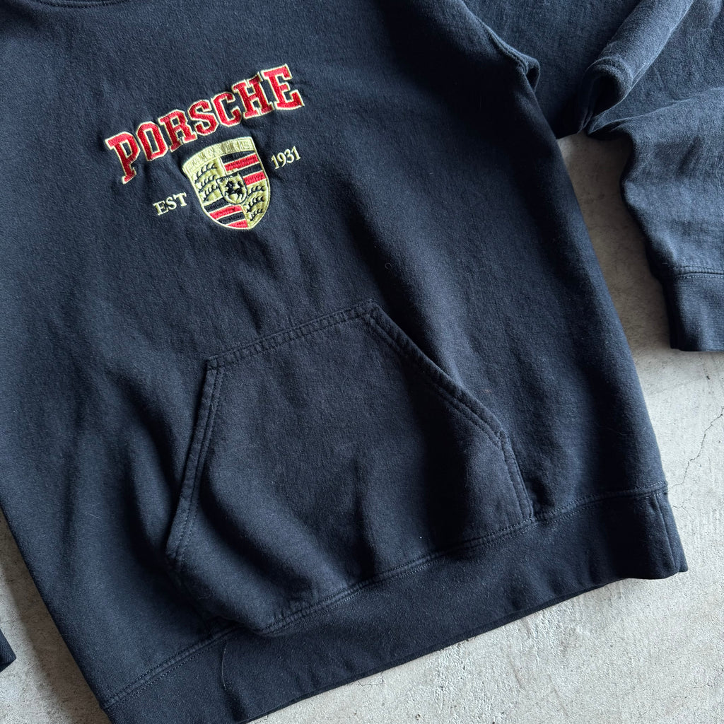 90s Porsche Embroidered Hooded Pullover (S)